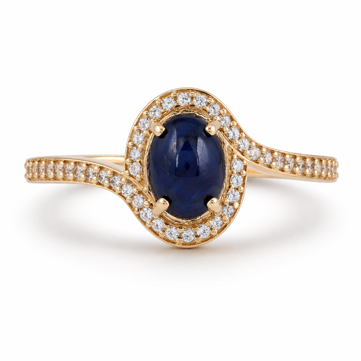 9K Gold 1.63 Ct Oval Sapphire Ring 7 US Ring Size