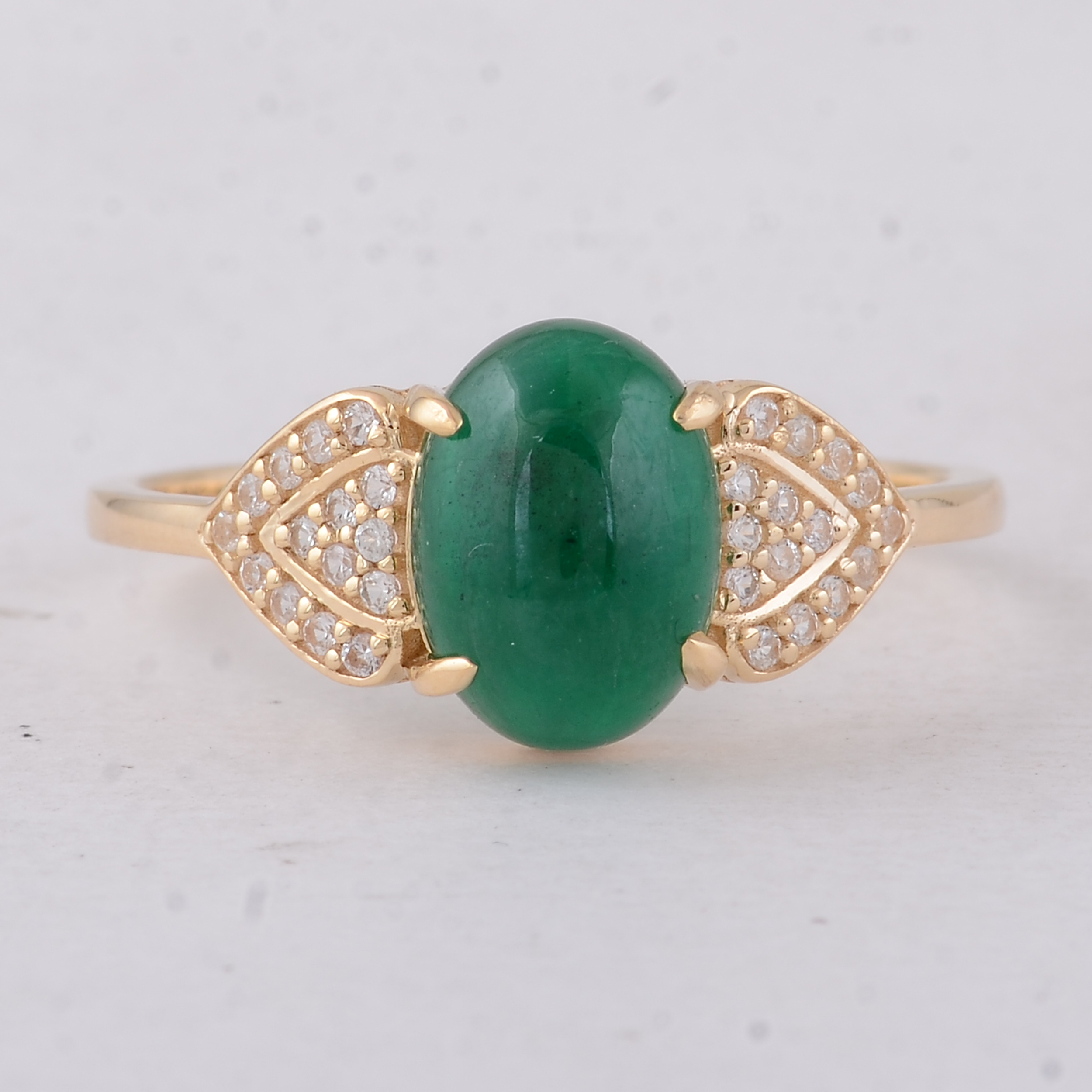 9K Gold 1.91 Ct Oval Emerald Ring  7 US Ring Size