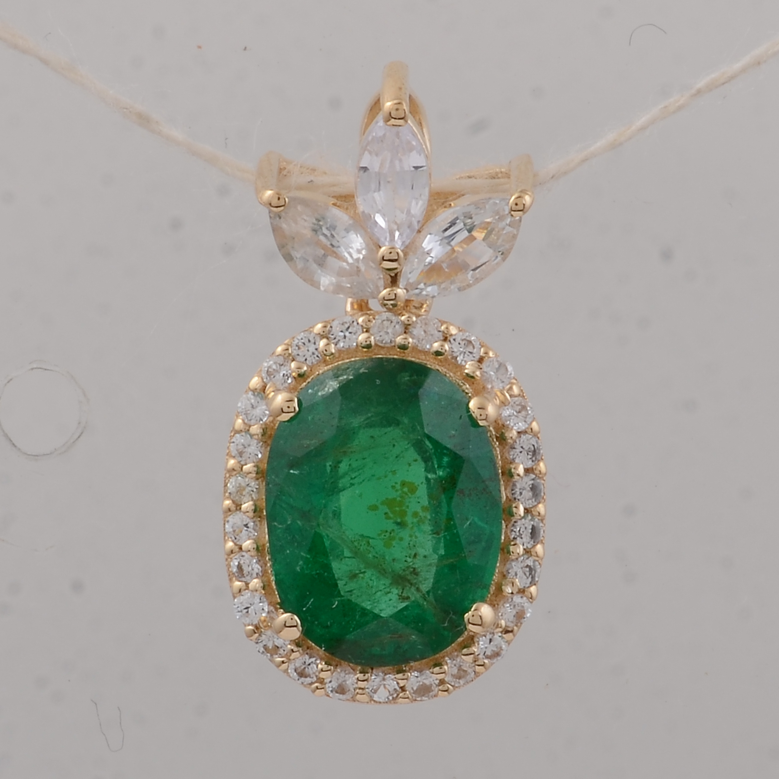 9K Gold 1.95 Ct Oval Emerald Pendant