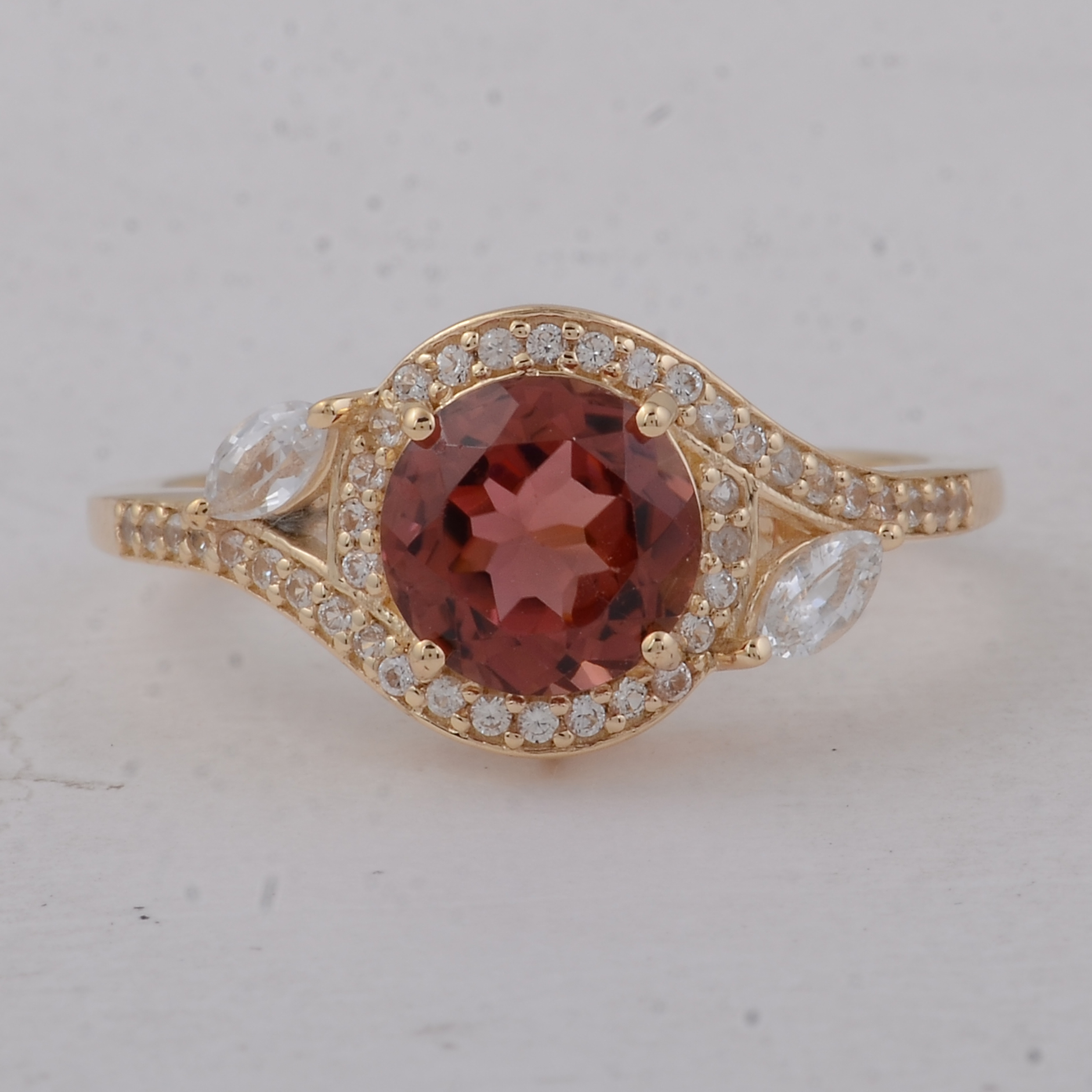 9K Gold 1.96 Ct Round Tourmaline Ring 7 US Ring Size