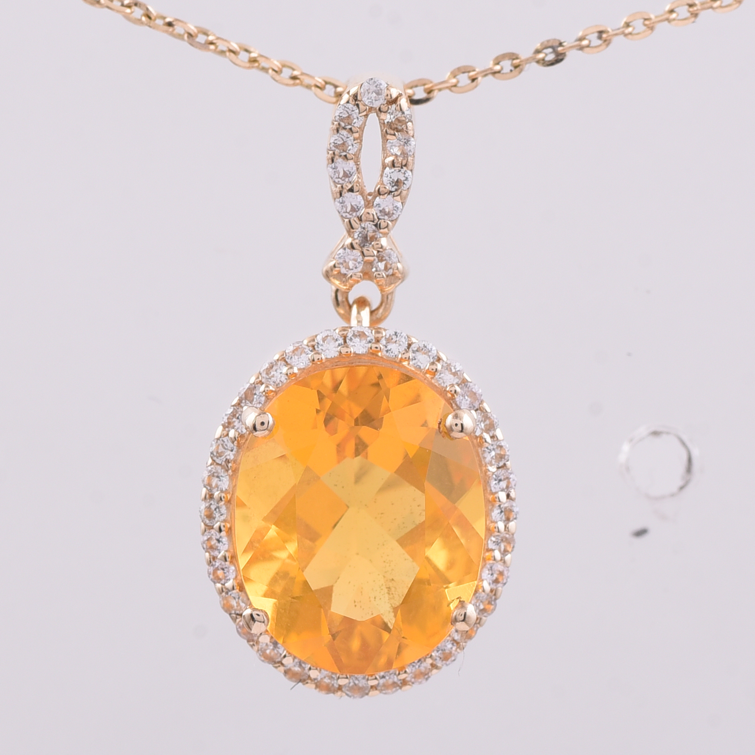9K Gold 2.03 Ct Oval Br.Fire Opal Pendant