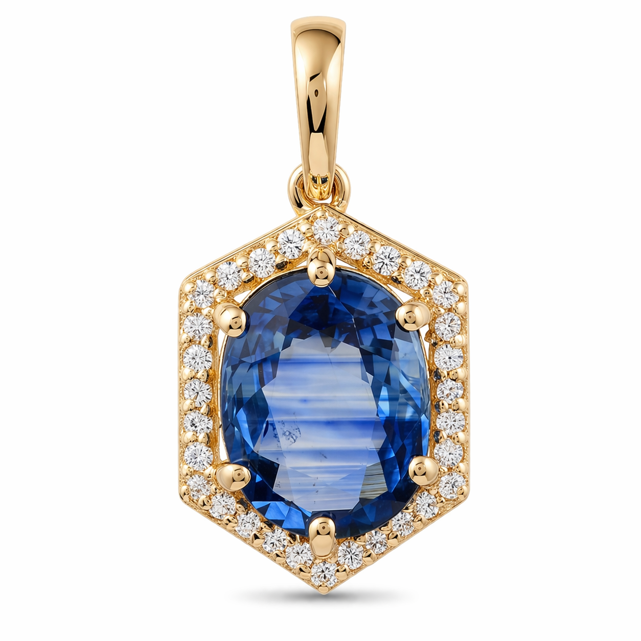9K Gold 2.10 Ct Oval Sapphire Pendant