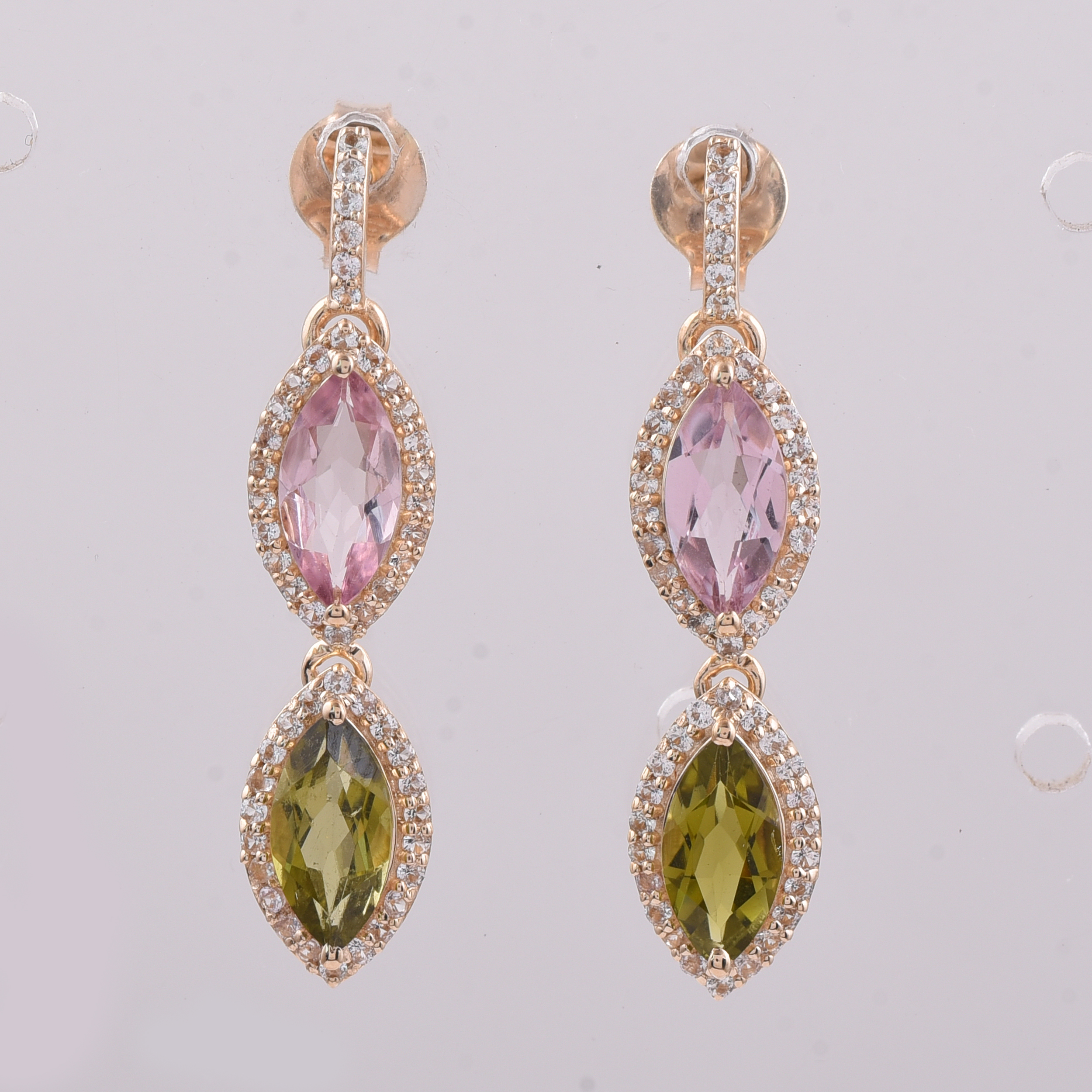 9K Gold 2.12 Ct Marquise Tourmaline Earrings