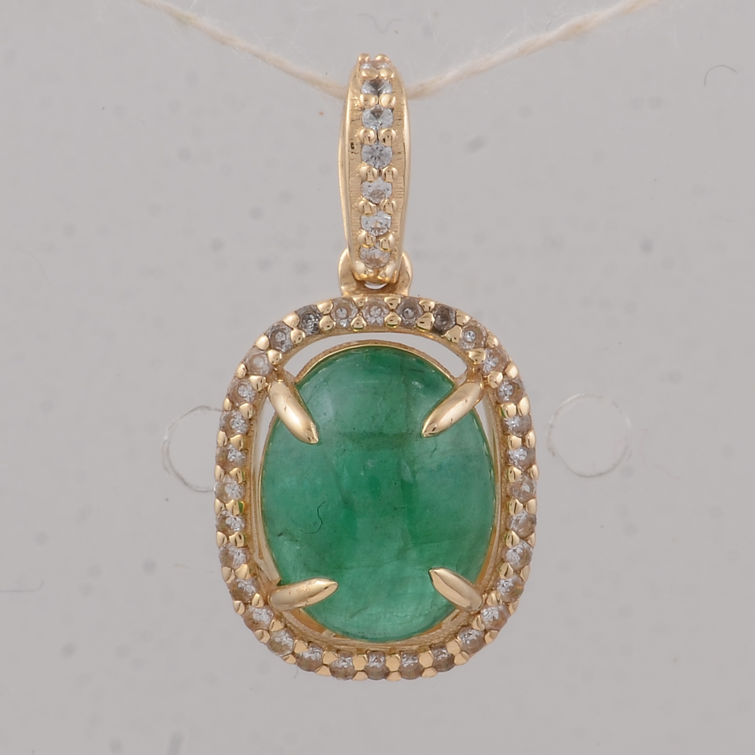 9K Gold 2.23 Ct Oval Emerald Pendant