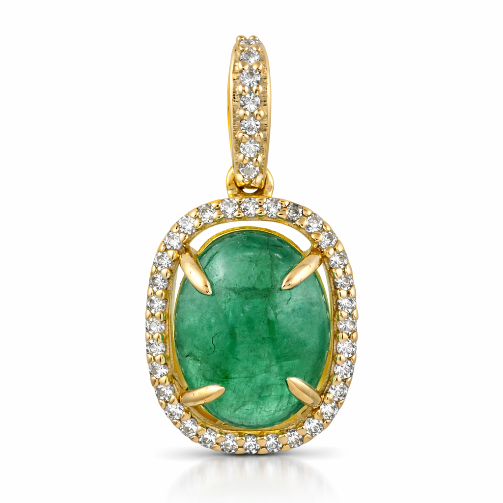 9K Gold 2.23 Ct Oval Emerald Pendant
