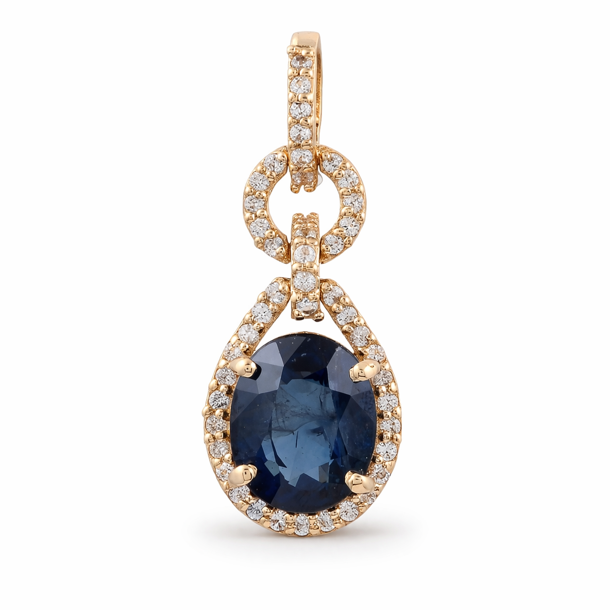 9K Gold 2.23 Ct Oval Sapphire Pendant
