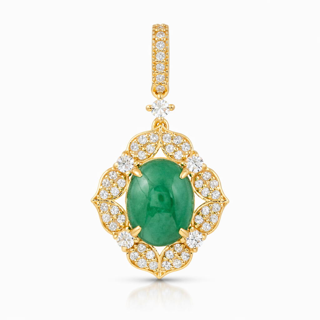 9K Gold 2.24 Ct Oval Emerald Pendant