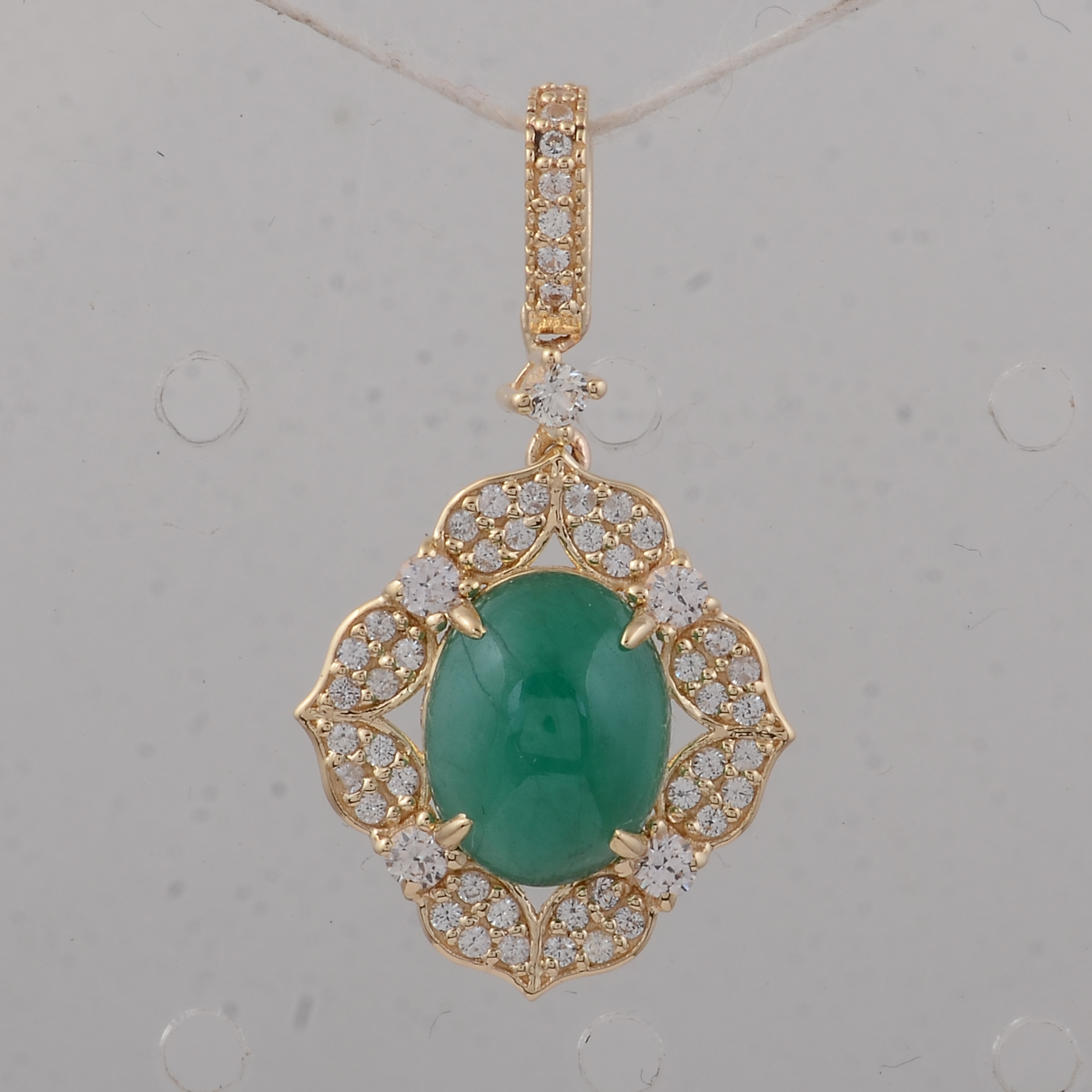 9K Gold 2.24 Ct Oval Emerald Pendant