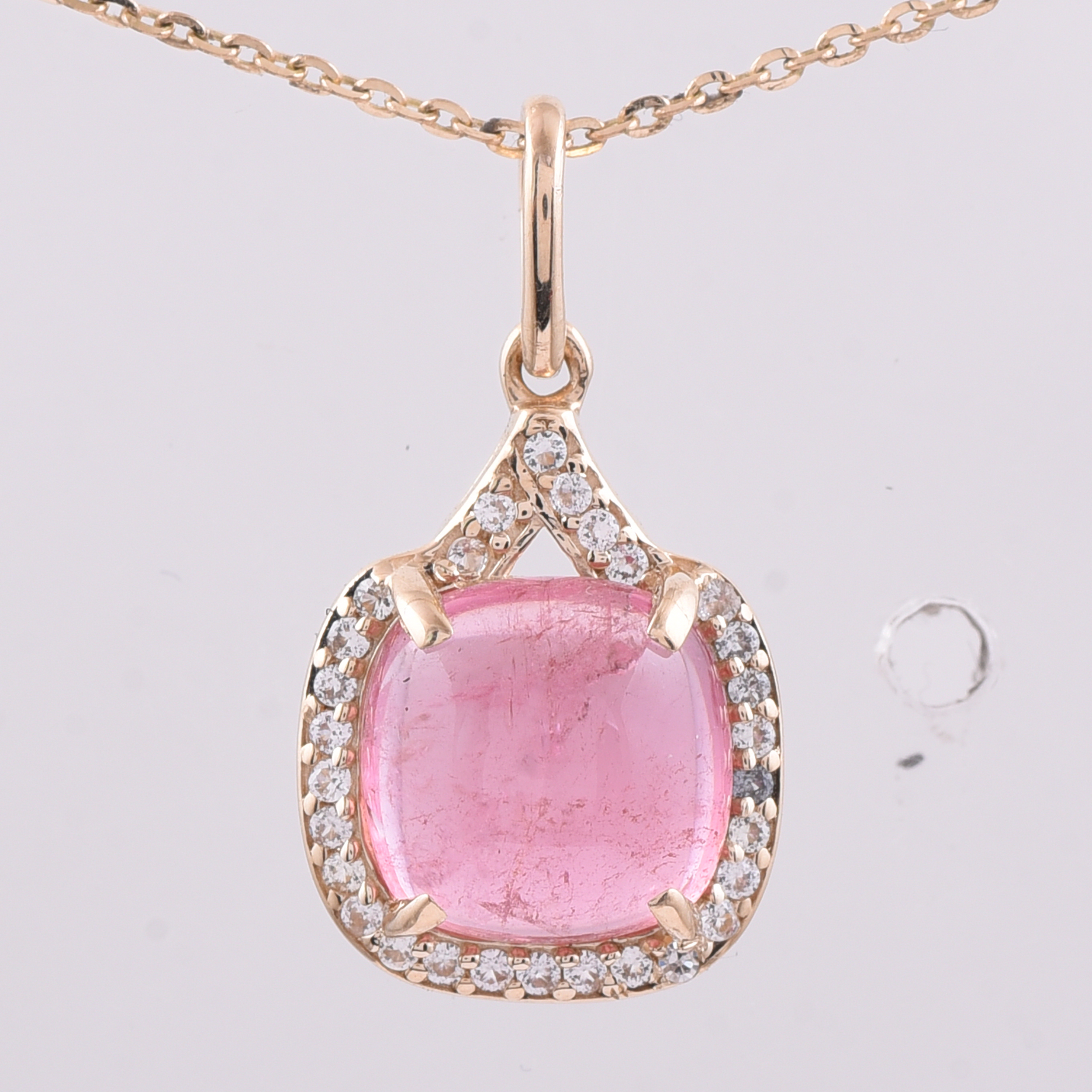 9K Gold 2.26 Ct Cushion Tourmaline Pendant
