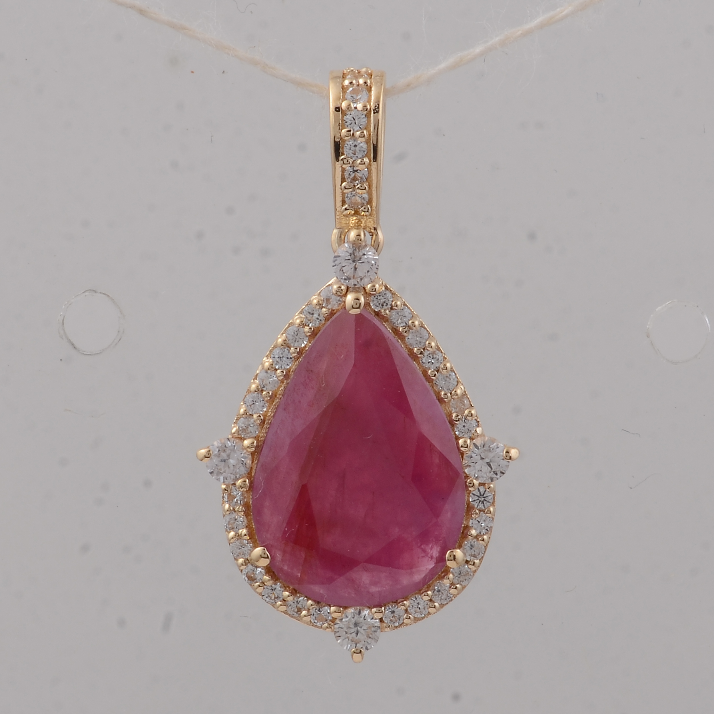 9K Gold 2.28 Ct Pear Ruby Pendant