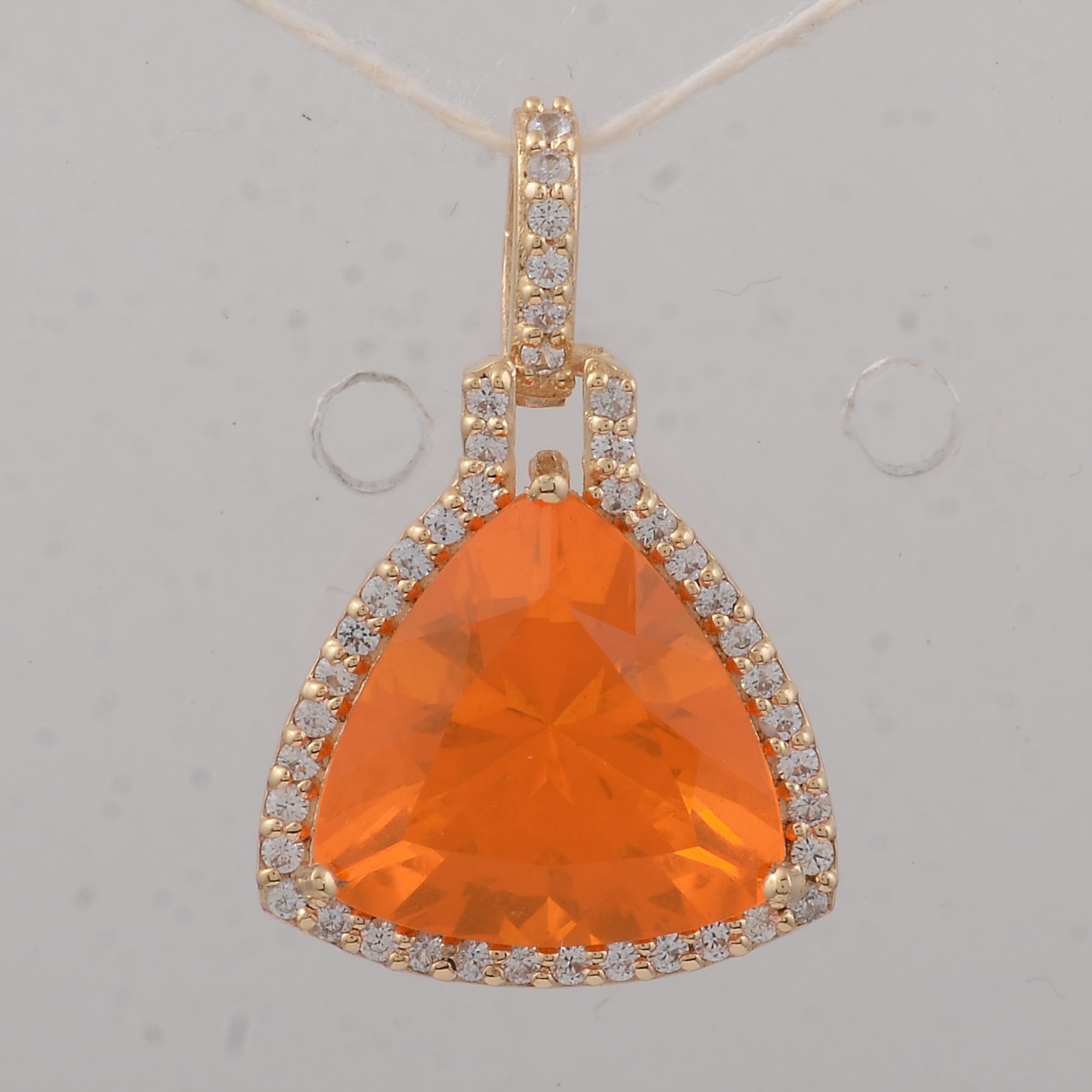 9K Gold 2.31 Ct Trillion Fire Opal Pendant