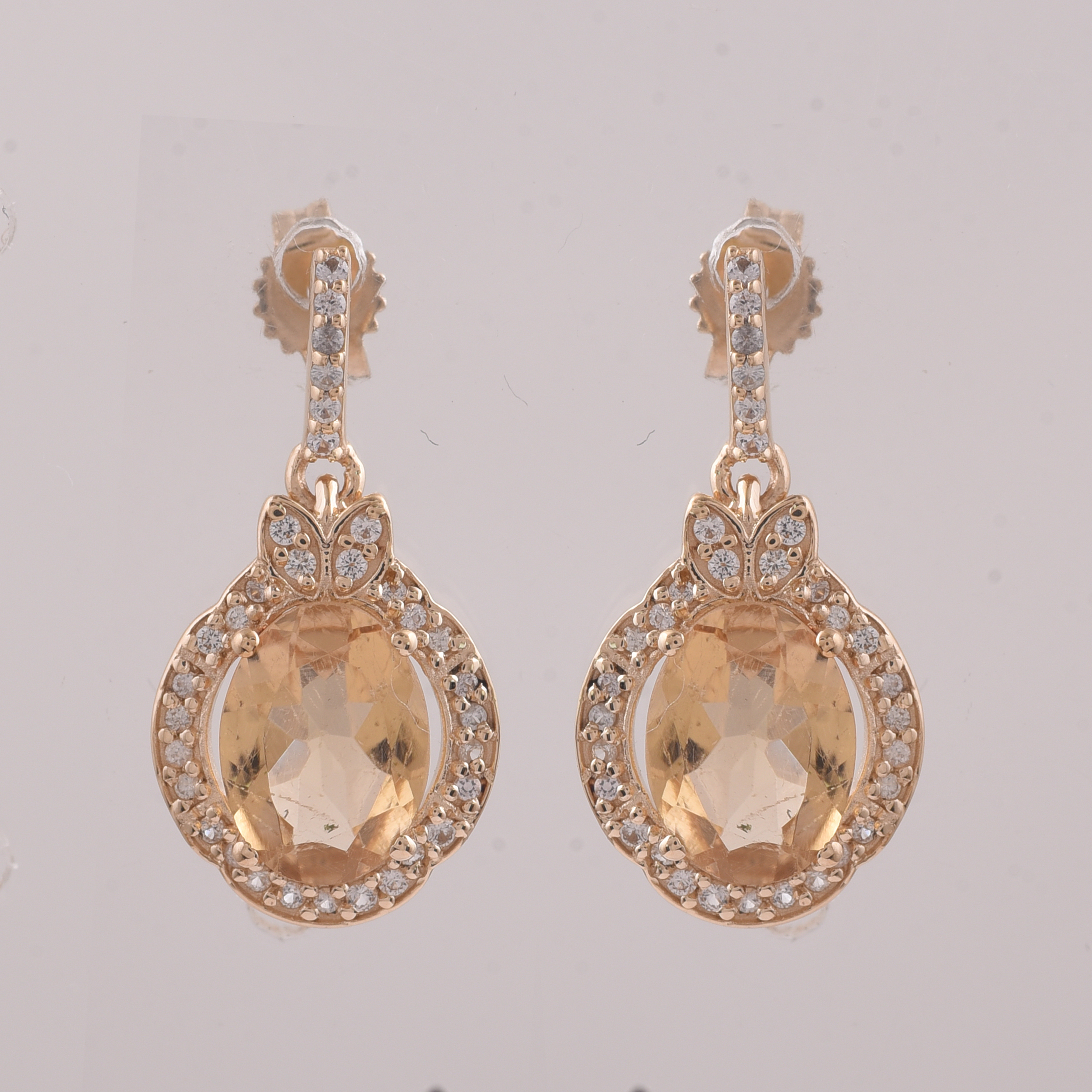 9K Gold 2.34 Ct Oval Tourmaline Earrings