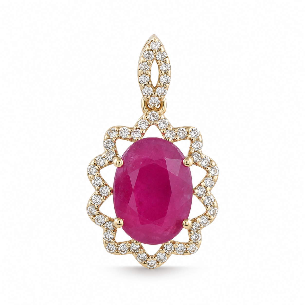 9K Gold 2.36 Ct Oval Ruby Pendant