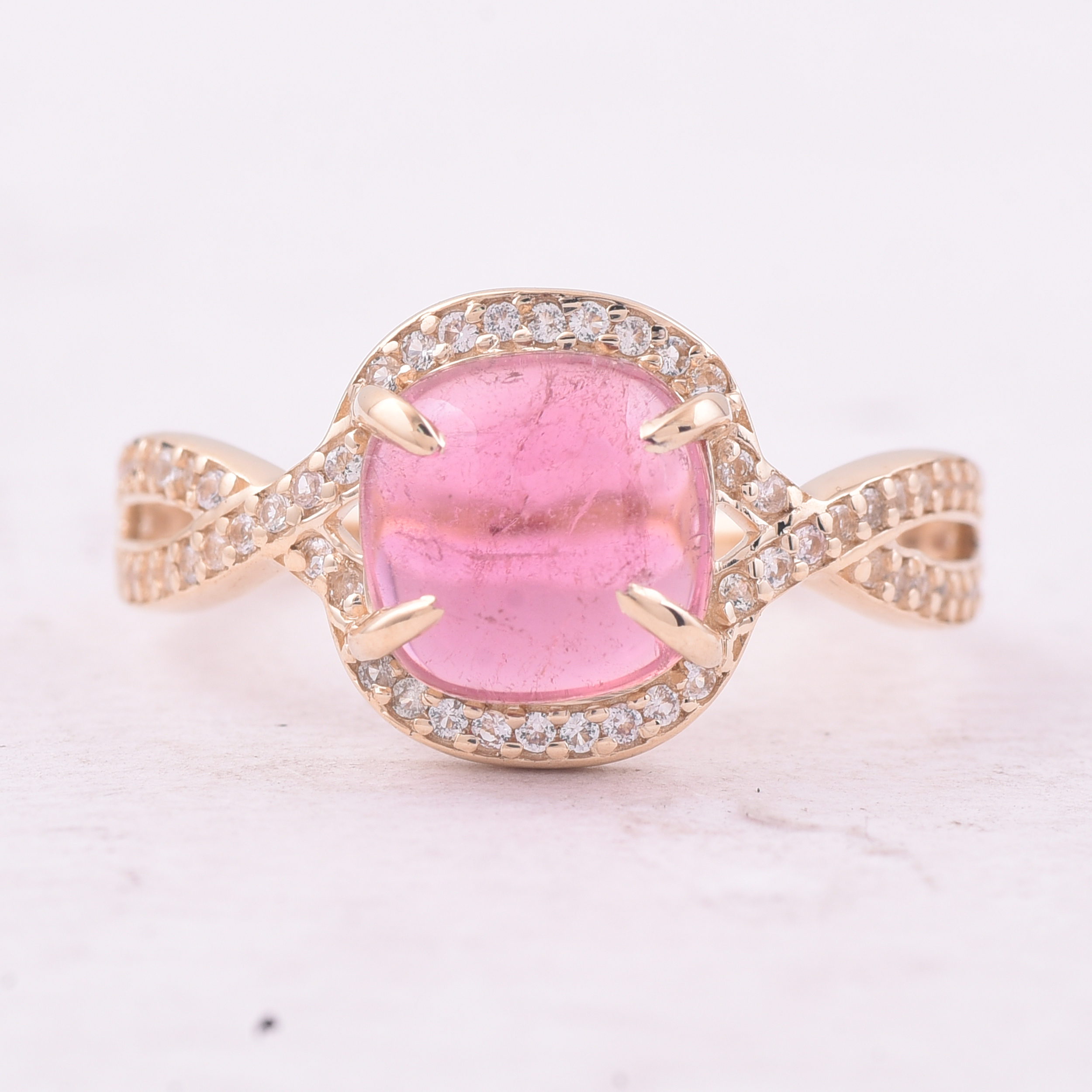 9K Gold 2.37 Ct Cushion Tourmaline Ring 7 US Ring Size