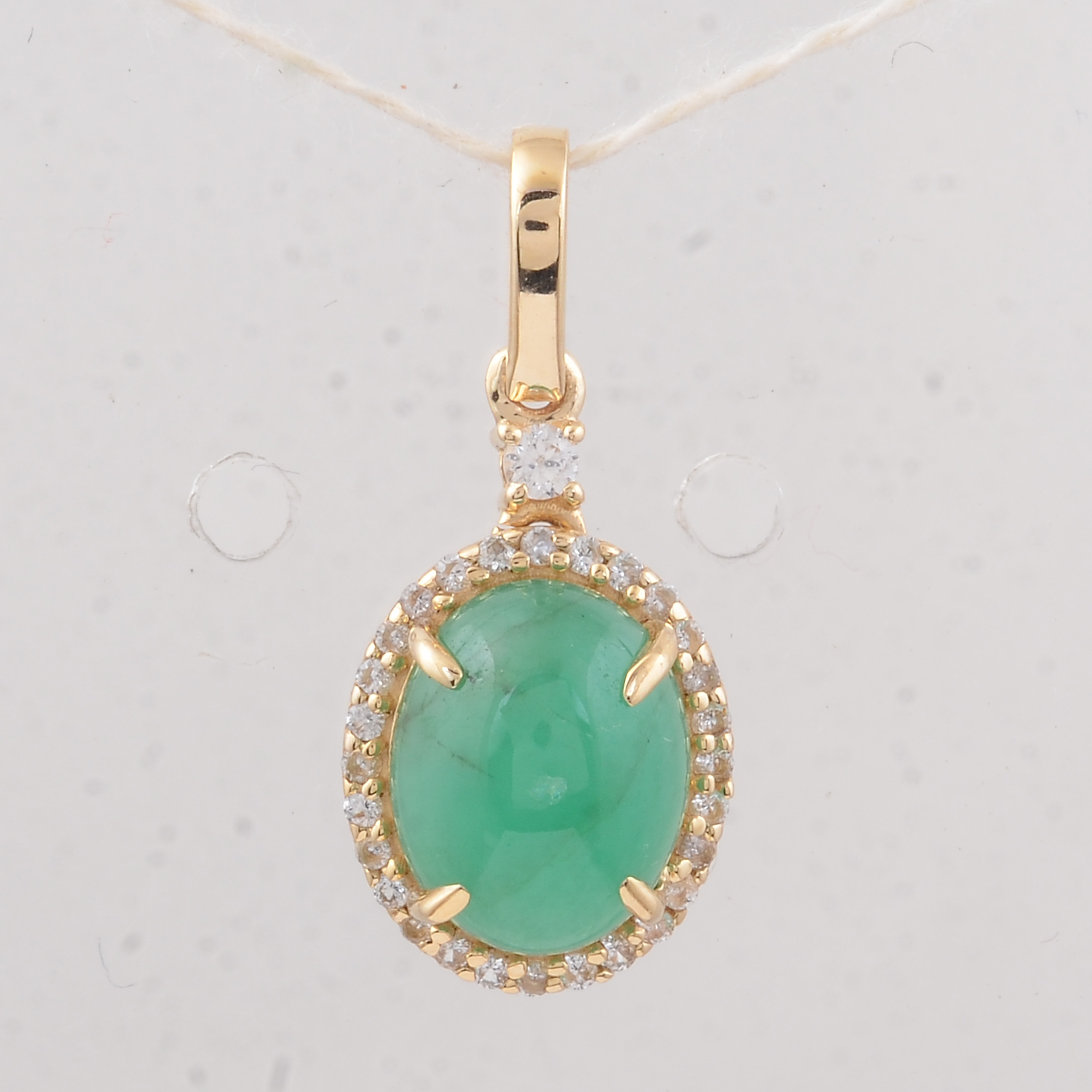 9K Gold 2.37 Ct Oval Emerald Pendant