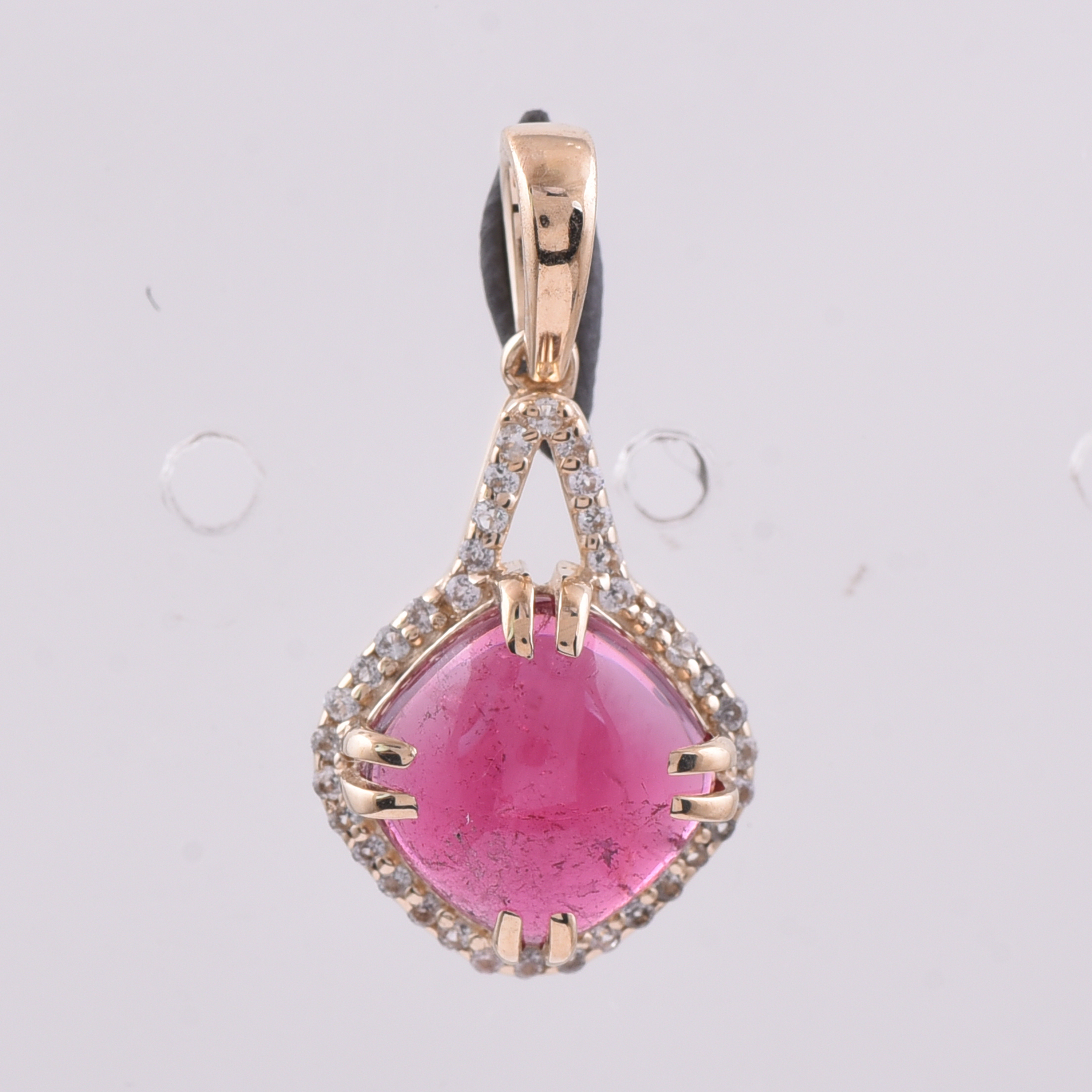 9K Gold 2.38 Ct Cushion Tourmaline Pendant