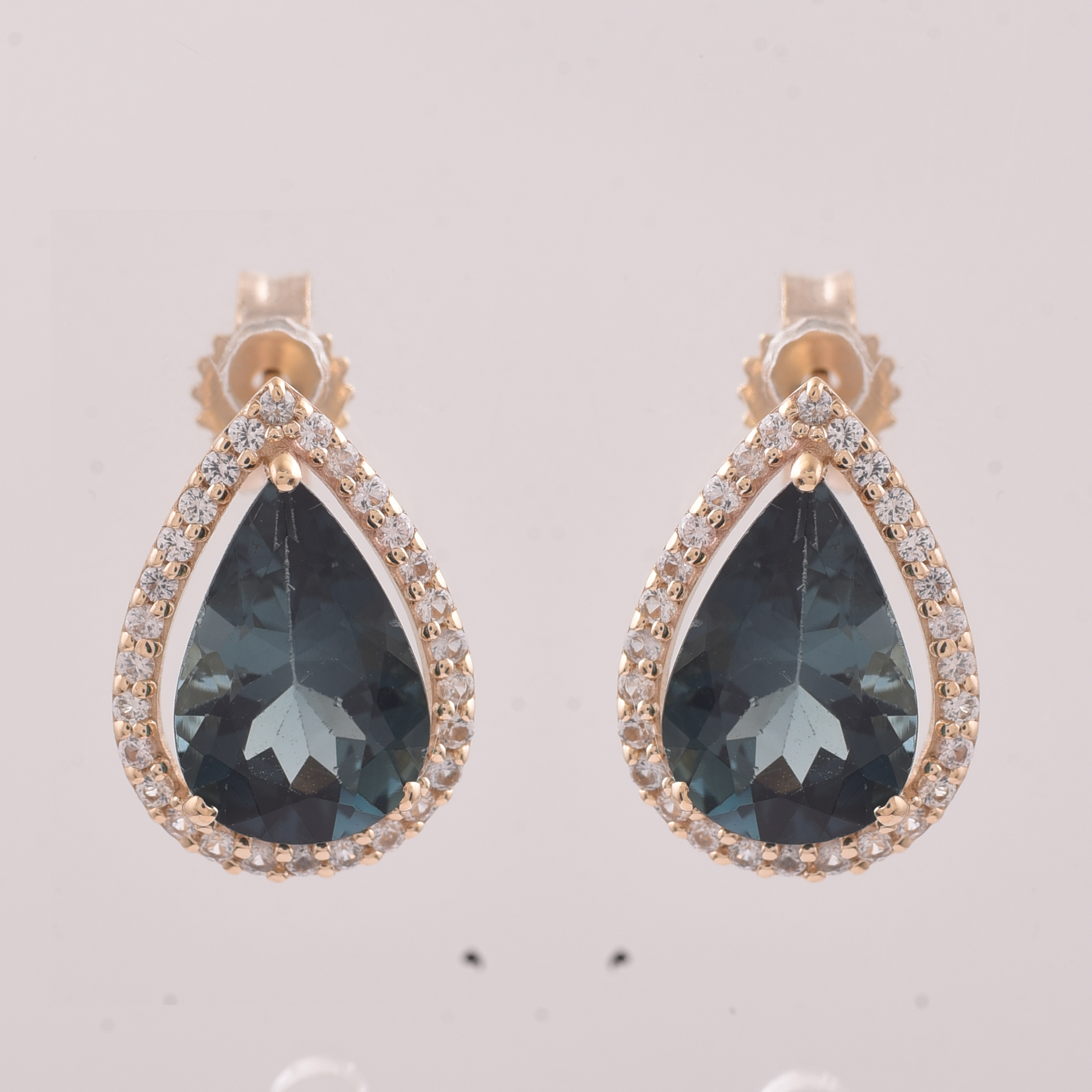 9K Gold 2.54 Ct Pear Tourmaline Earrings