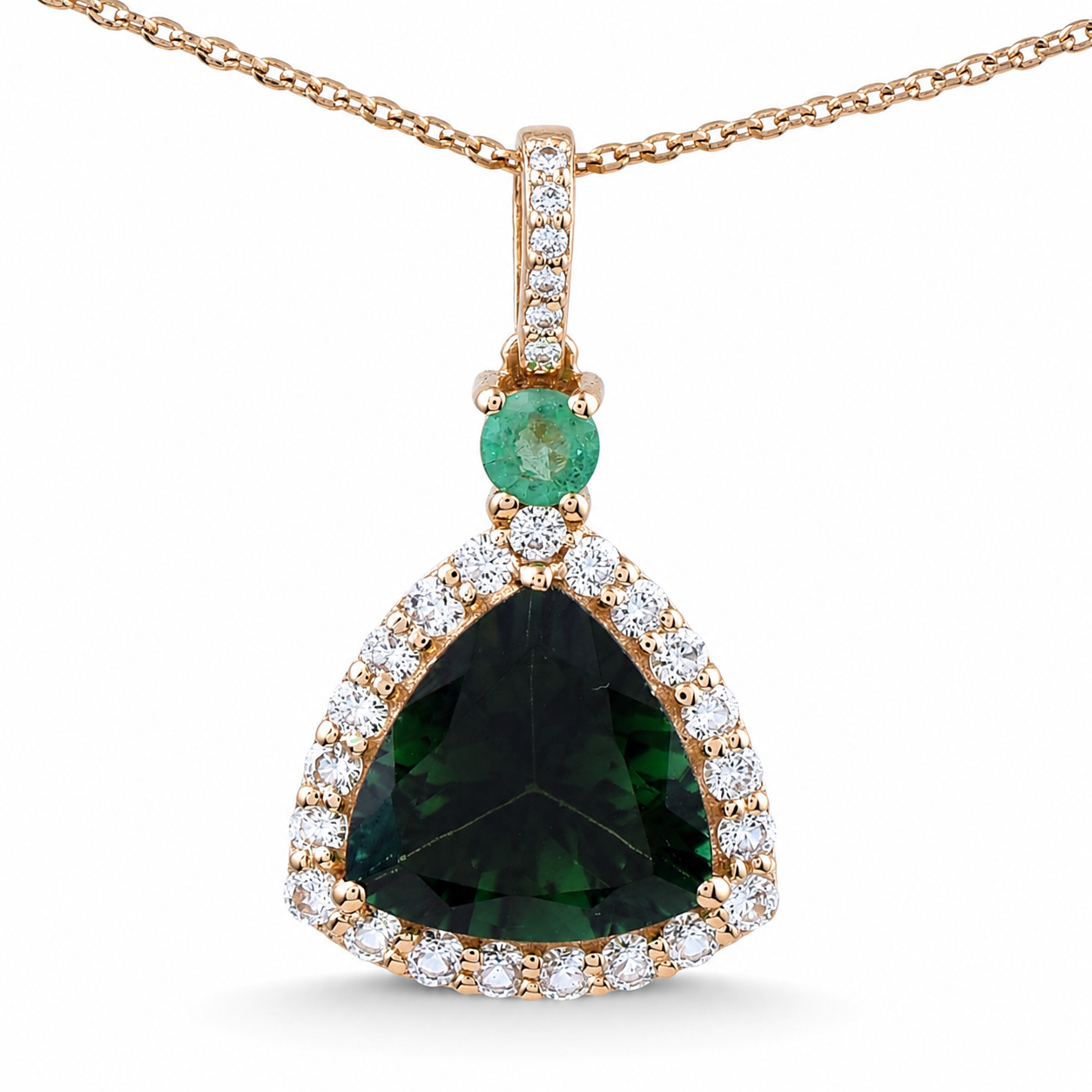 9K Gold 2.59 Ct Trillion Tourmaline Pendant