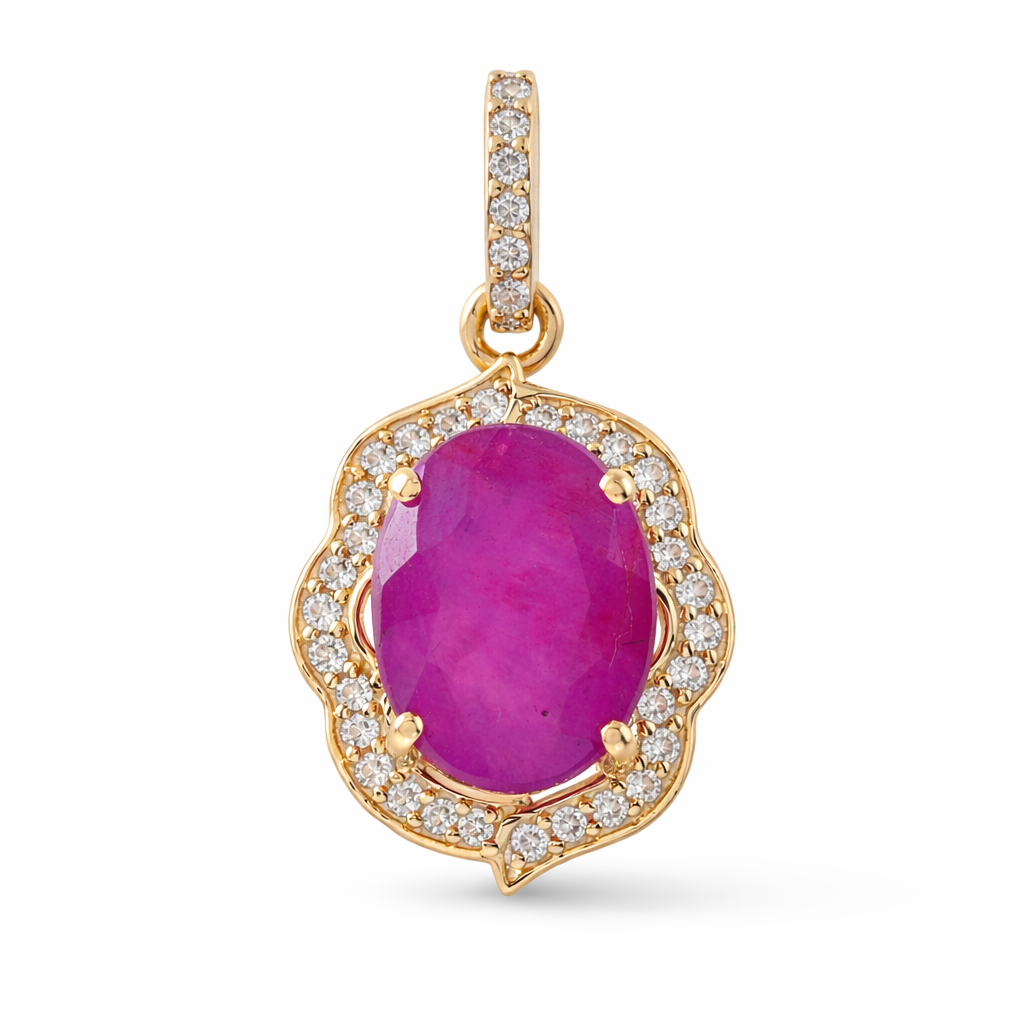 9K Gold 2.69 Ct Oval Ruby Pendant