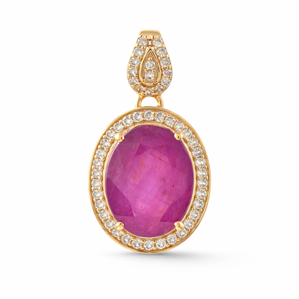 9K Gold 2.95 Ct Oval Ruby Pendant