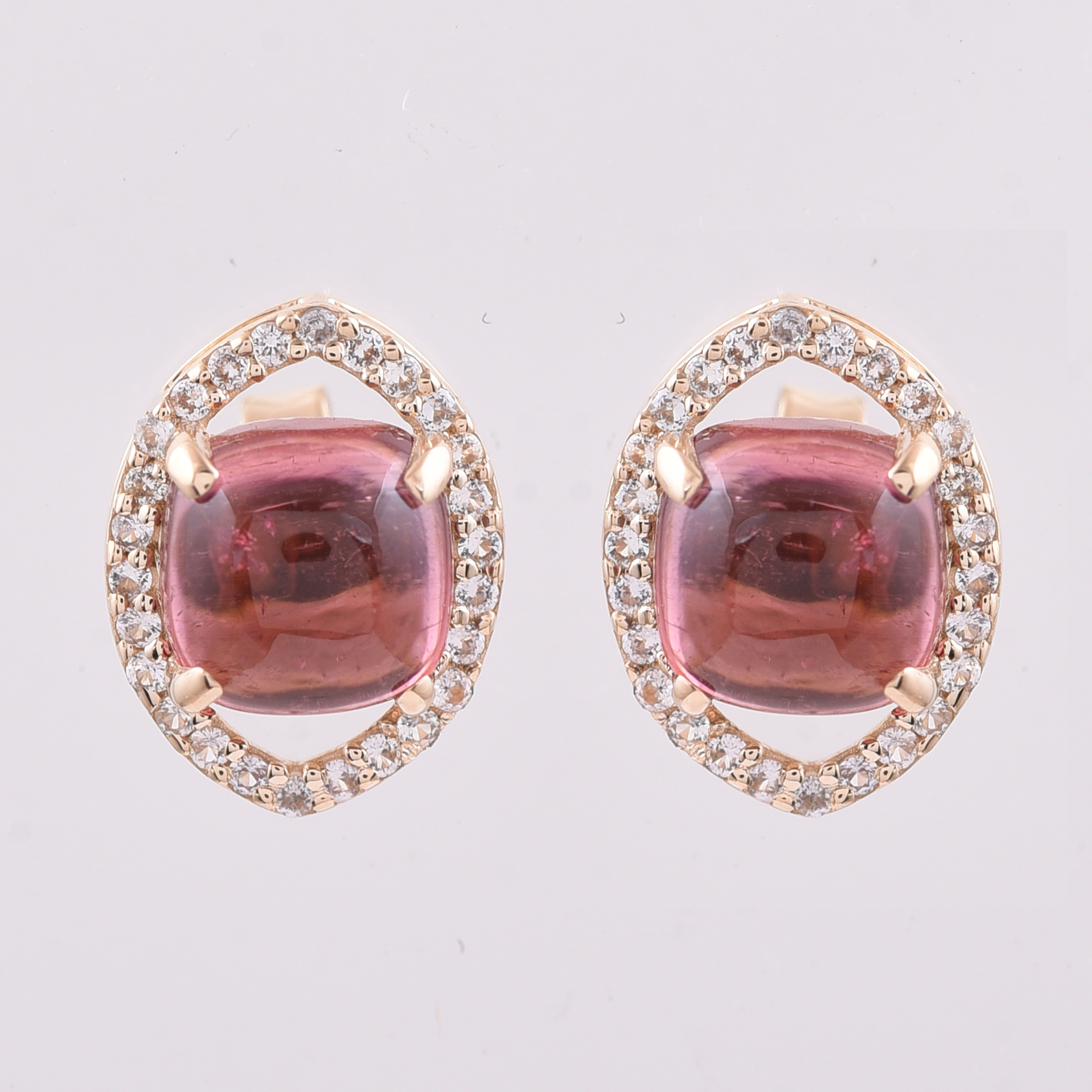 9K Gold 2.96 Ct Cushion Tourmaline Earrings