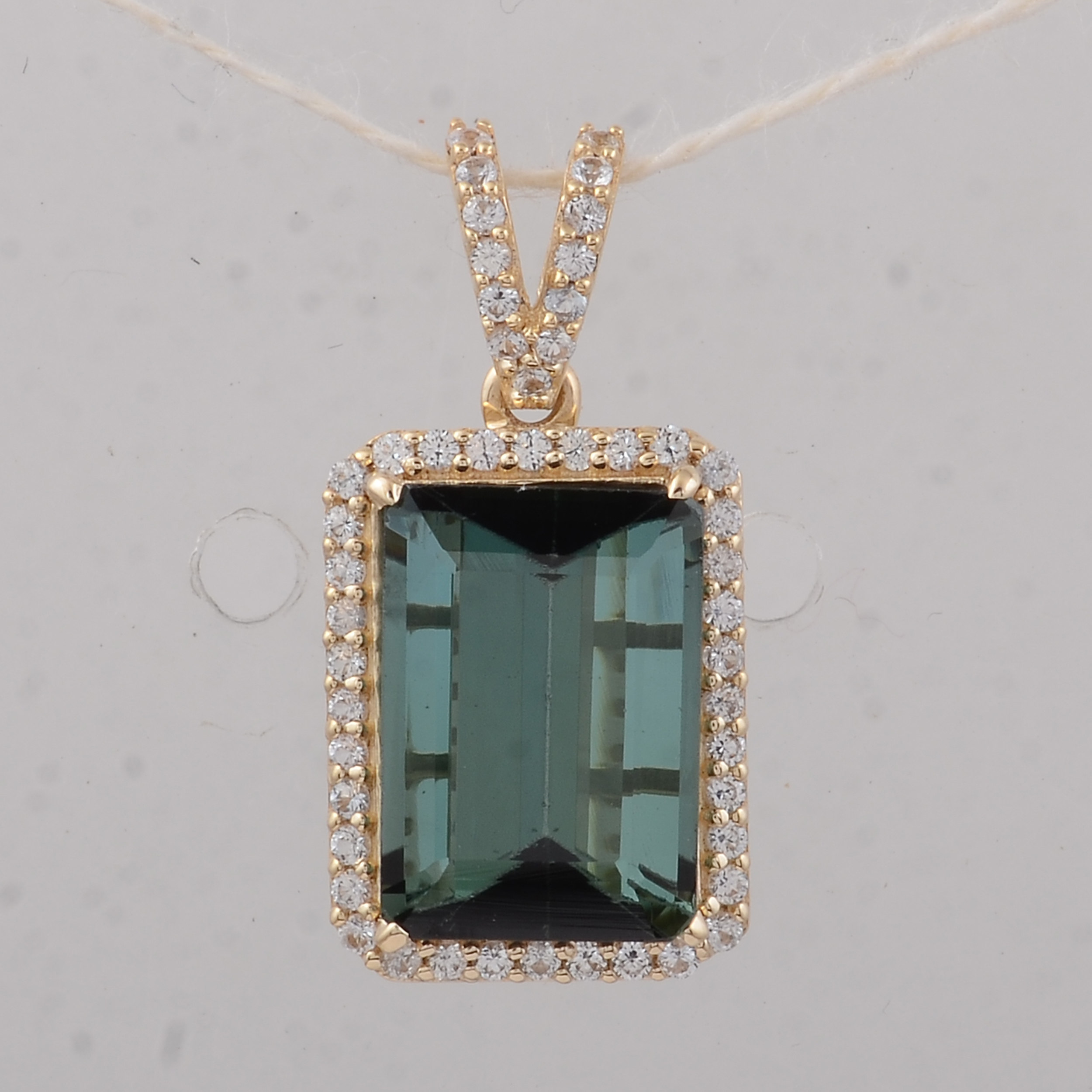 9K Gold 3.19 Ct Octagon Tourmaline Pendant