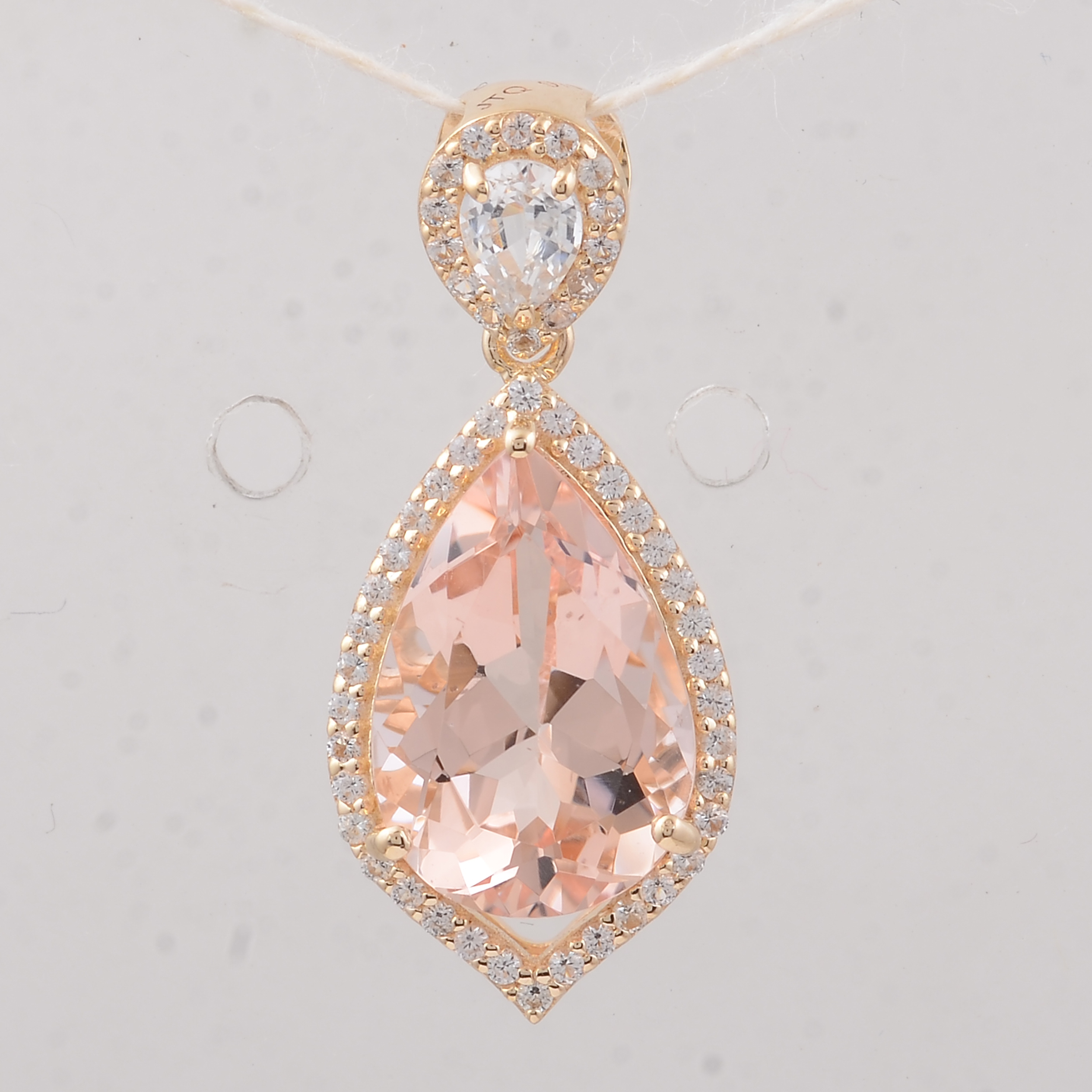 9K Gold 3.31 Ct Pear Morganite Pendant