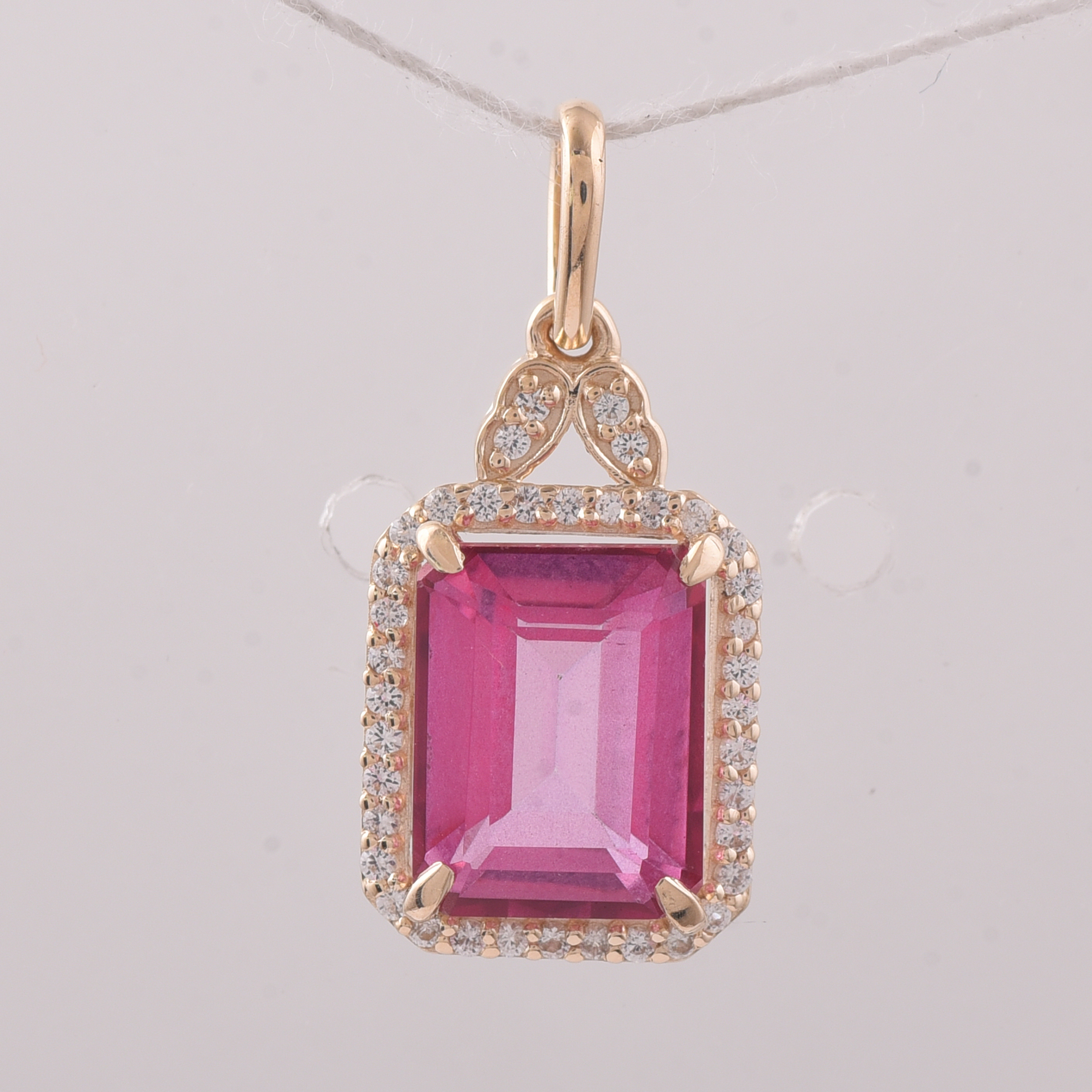9K Gold 3.35 Ct Octagon Pink Topaz Pendant