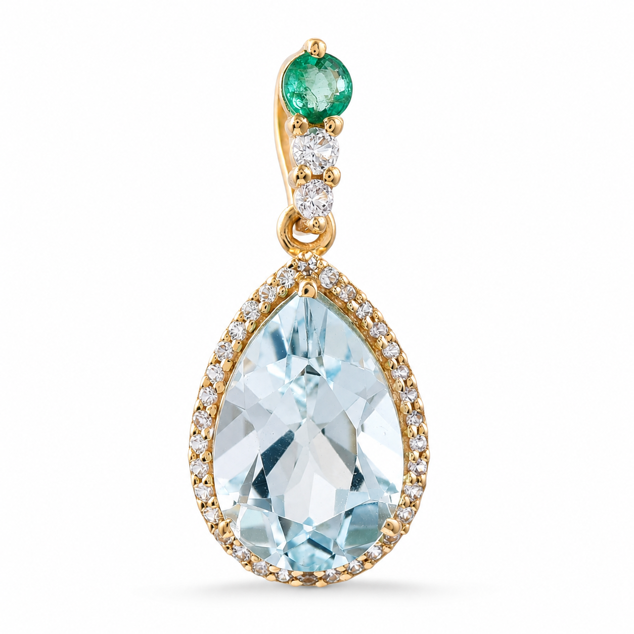 9K Gold 3.35 Ct Pear Aquamarine Pendant