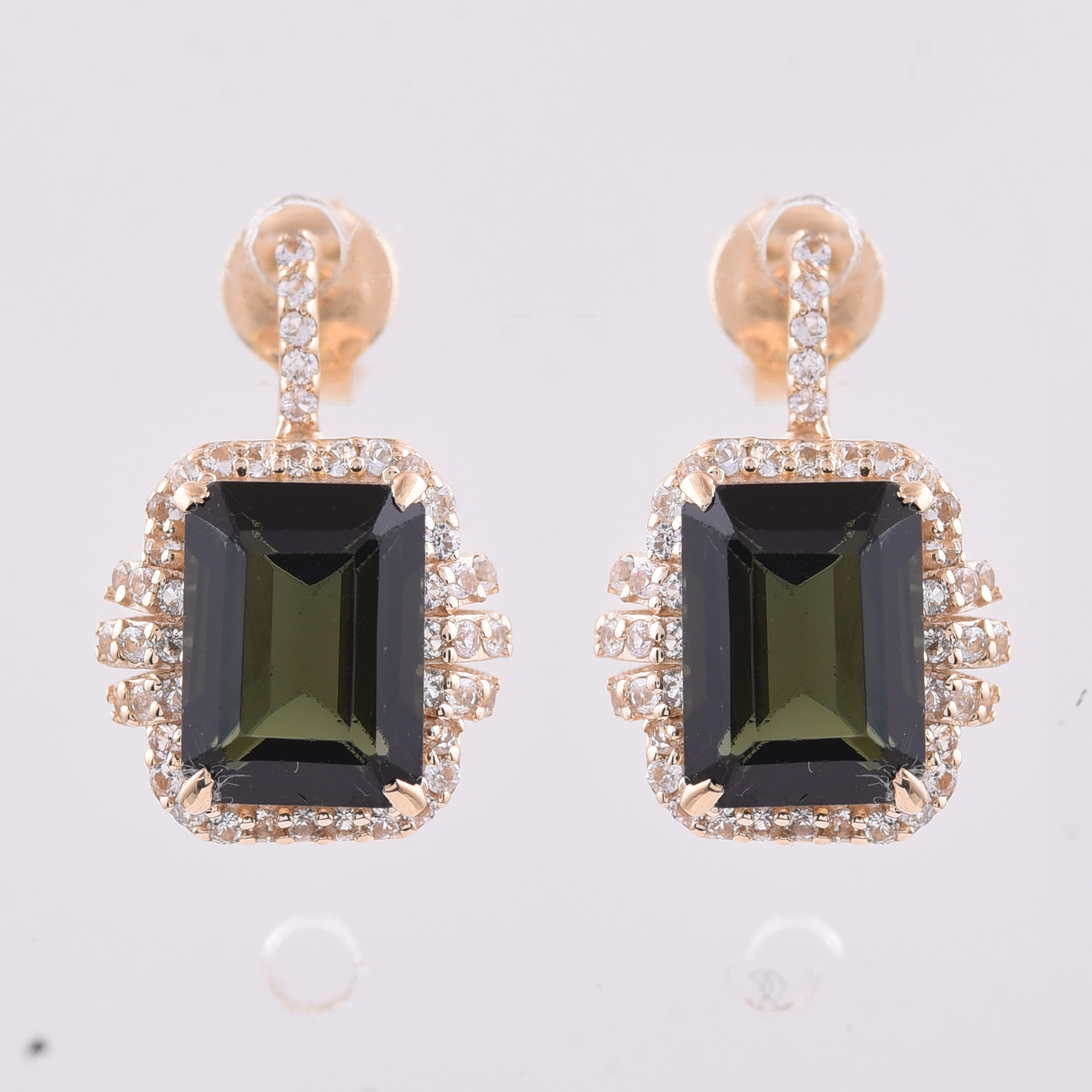 9K Gold 3.48 Ct Octagon Tourmaline Earrings