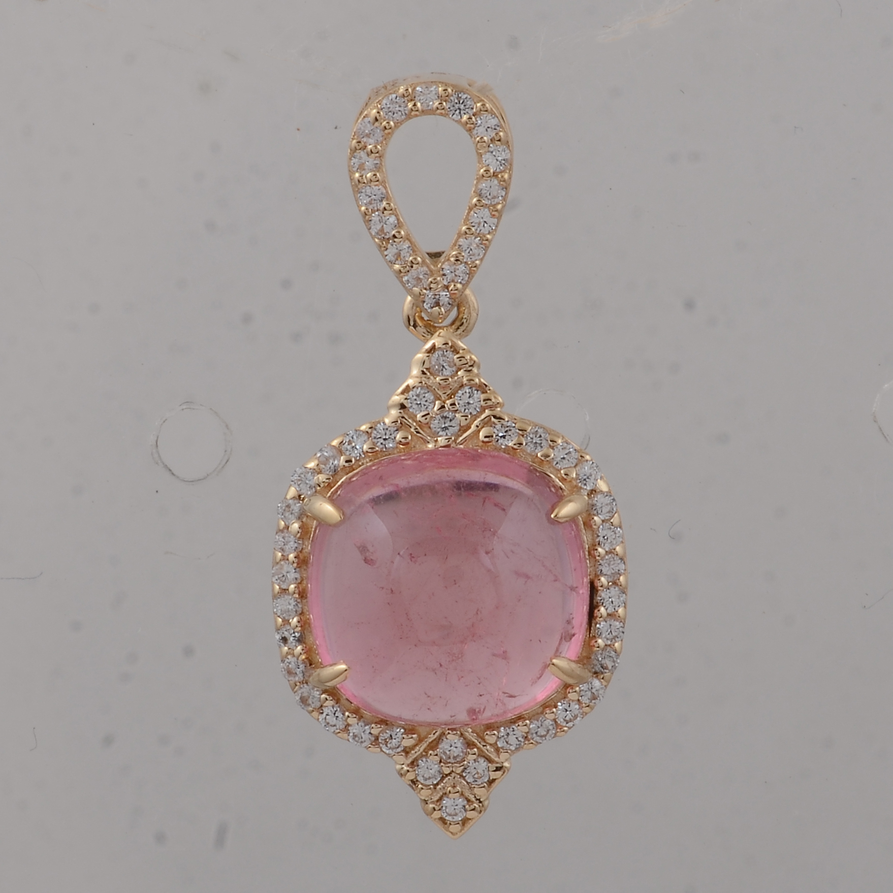9K Gold 3.57 Ct Cushion Tourmaline Pendant