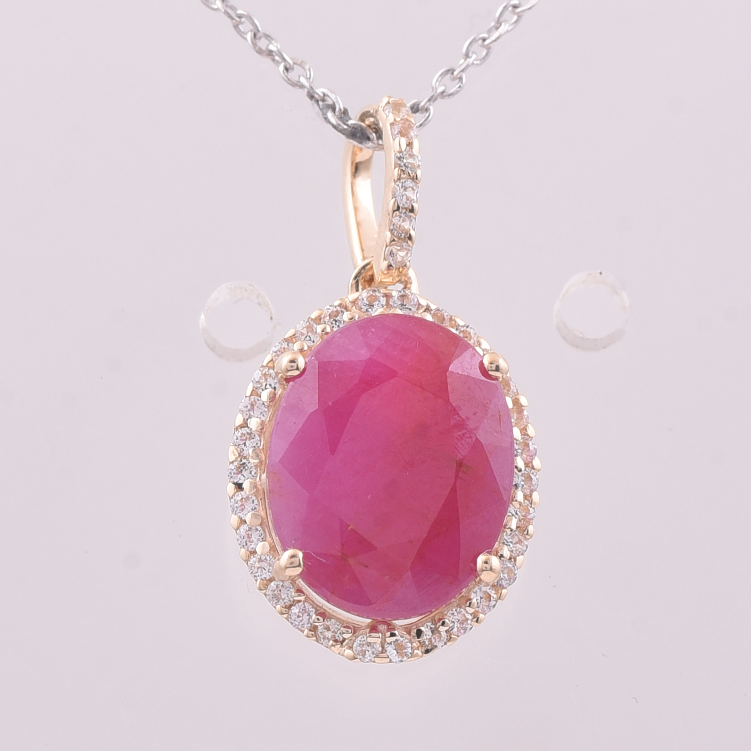 9K Gold 3.72 Ct Oval Ruby Pendant