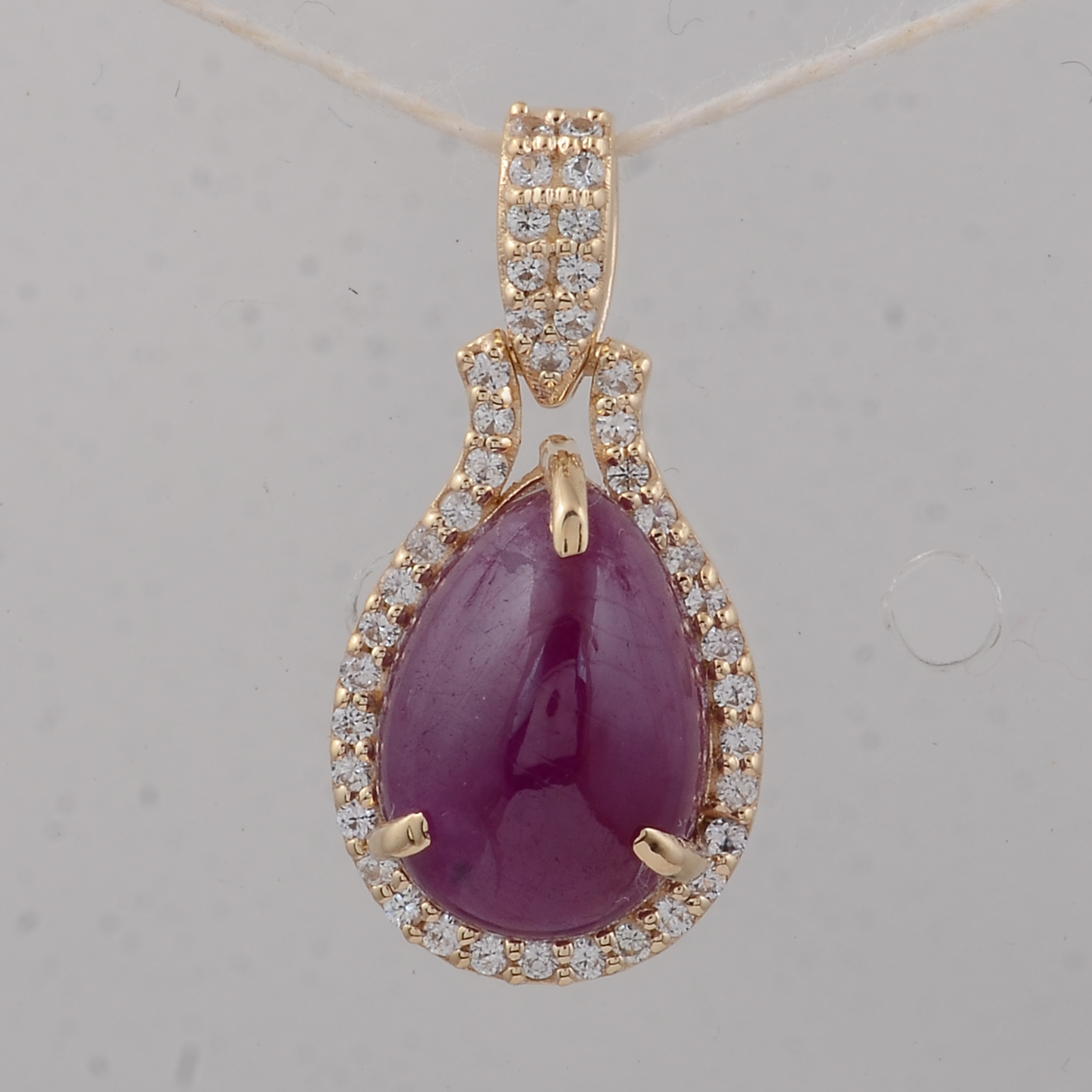 9K Gold 3.85 Ct Pear Ruby Pendant