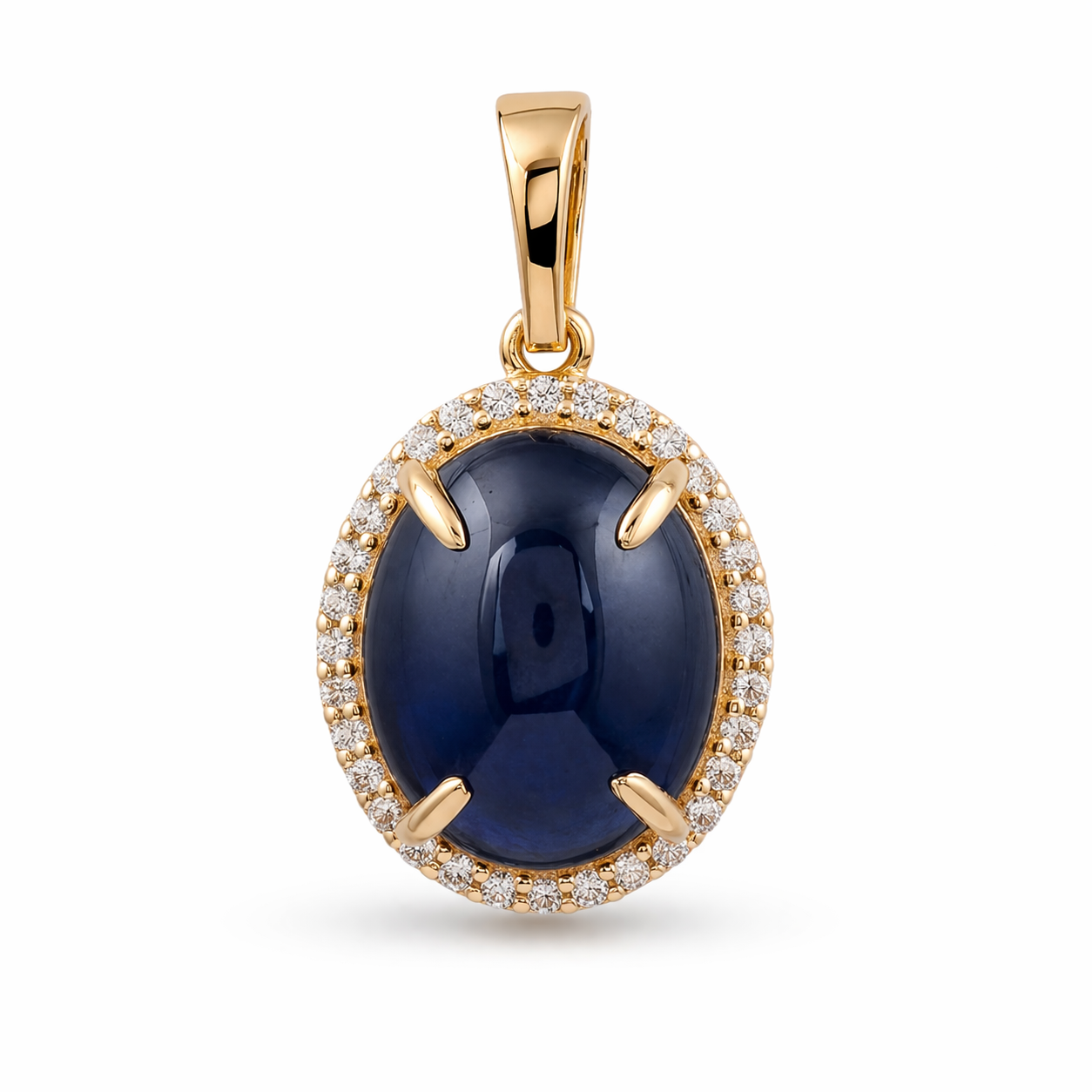 9K Gold 3.97 Ct Oval Sapphire Pendant