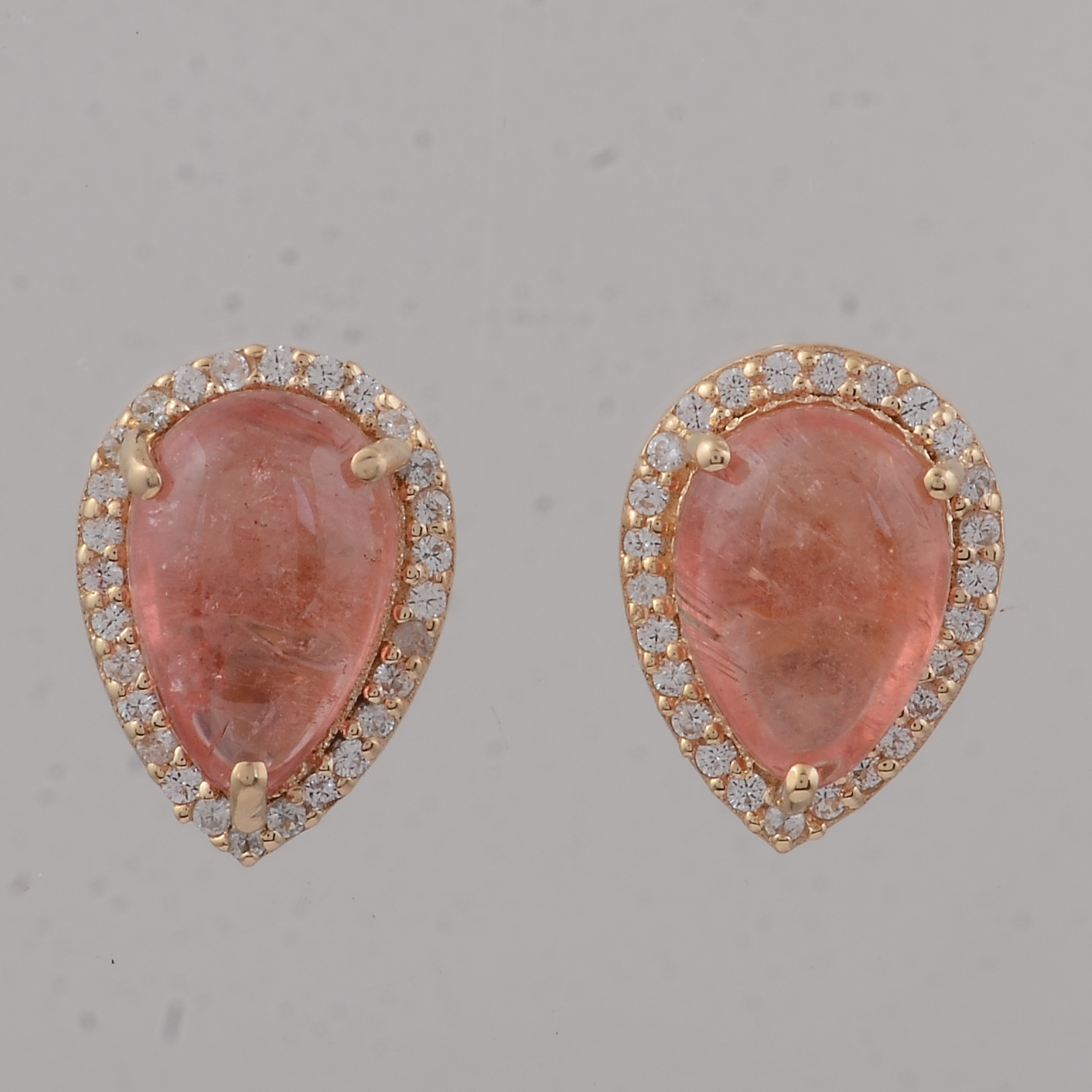 9K Gold 4.02 Ct Pear Pink Tourmaline Earrings