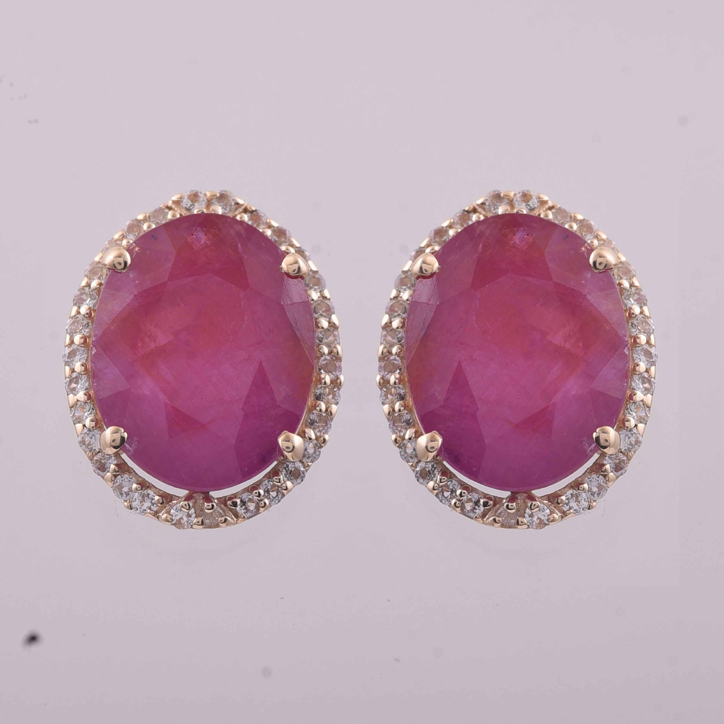 9K Gold 5.22 Ct Oval Ruby Earrings