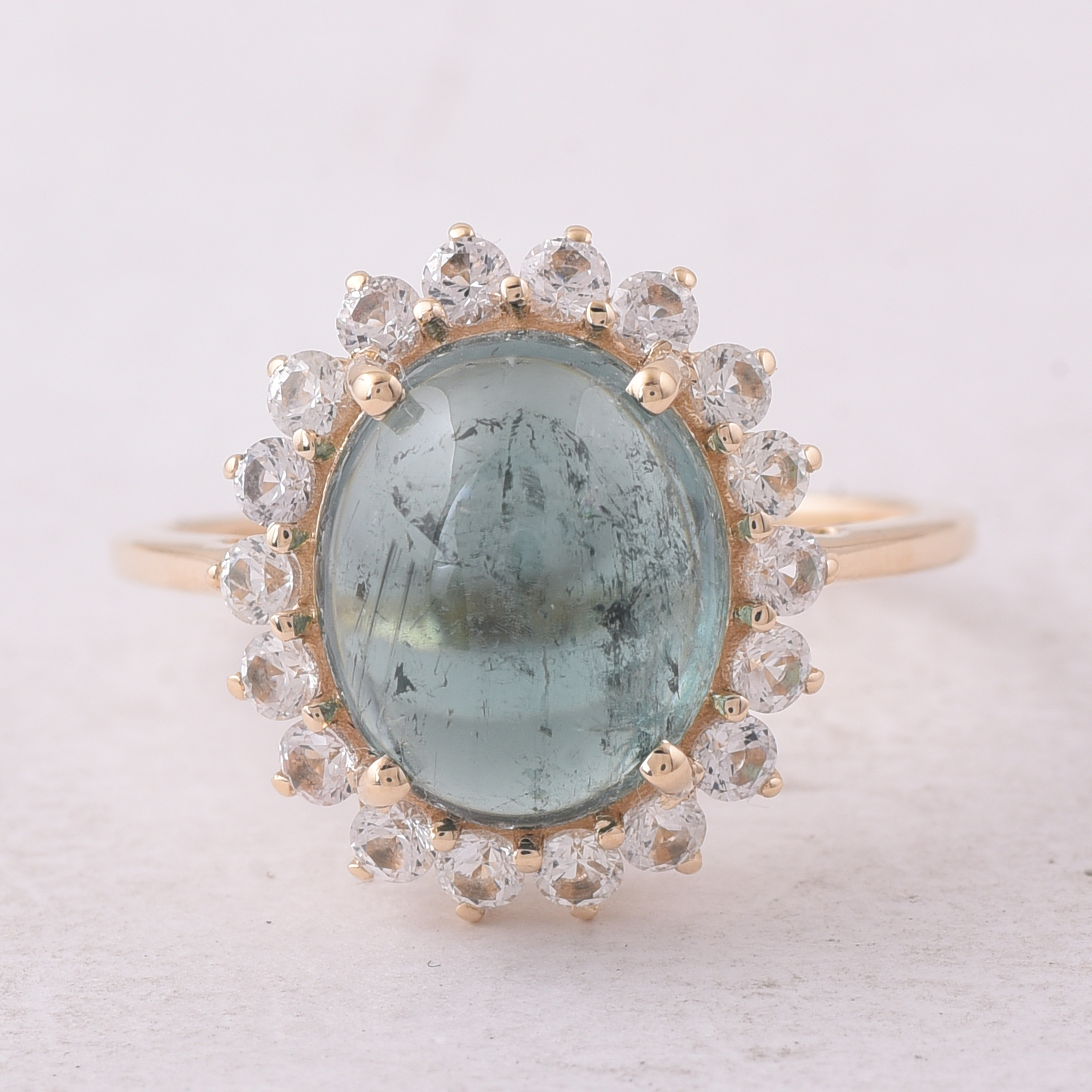 9K Gold 5.32 Ct Oval Tourmaline Ring 7 US Ring Size