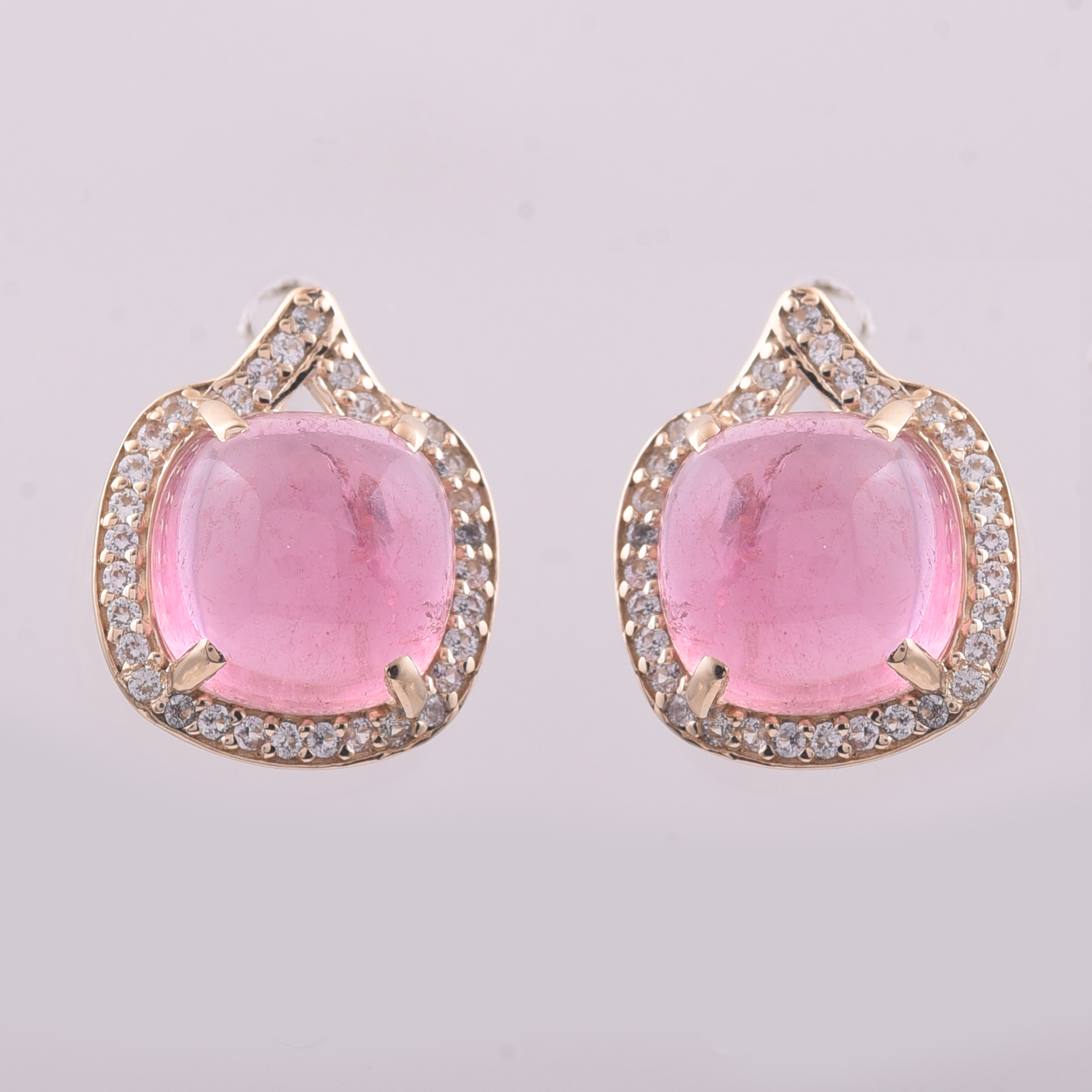 9K Gold 5.42 Ct Cushion Tourmaline Earrings