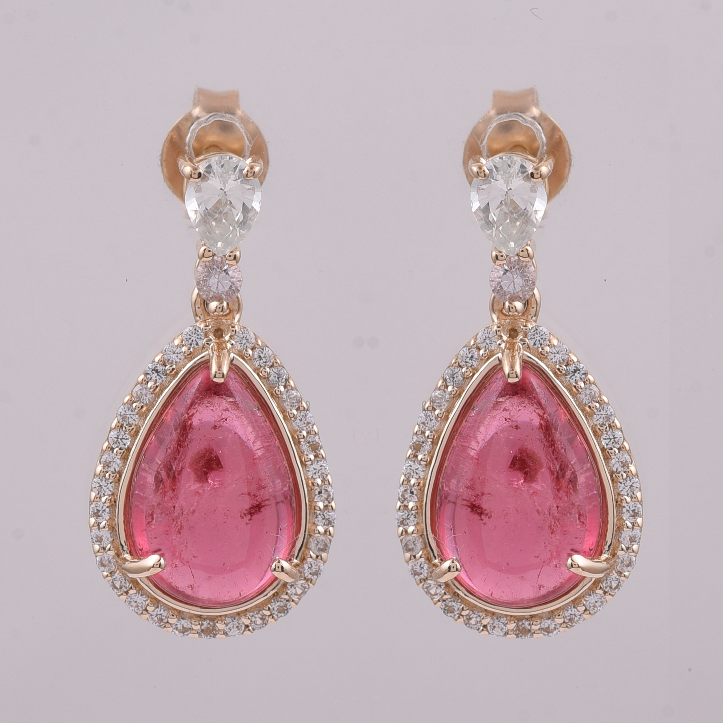9K Gold 6.17 Ct Pear Tourmaline Earrings