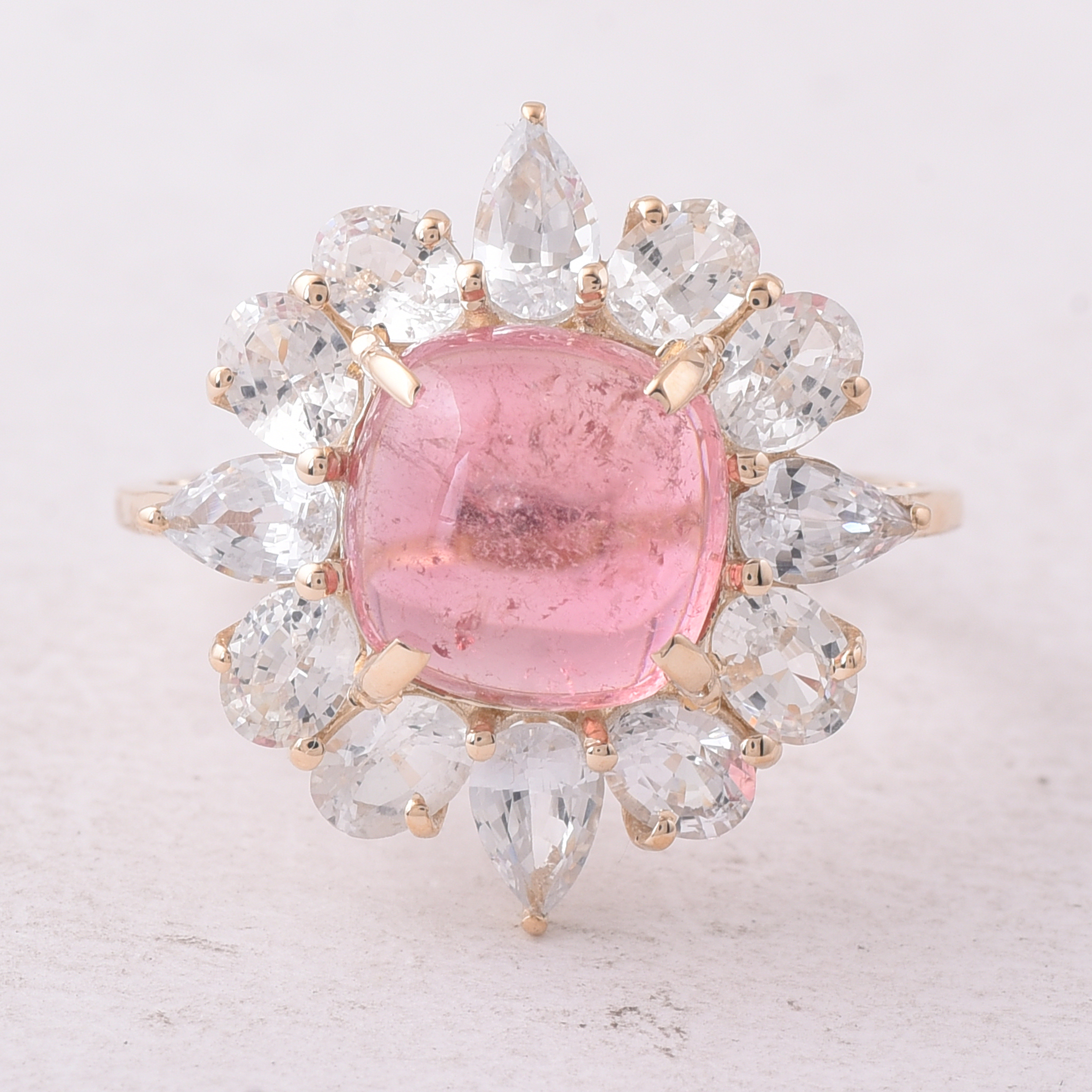 9K Gold 6.27 Ct Cushion Tourmaline Ring 7 US Ring Size