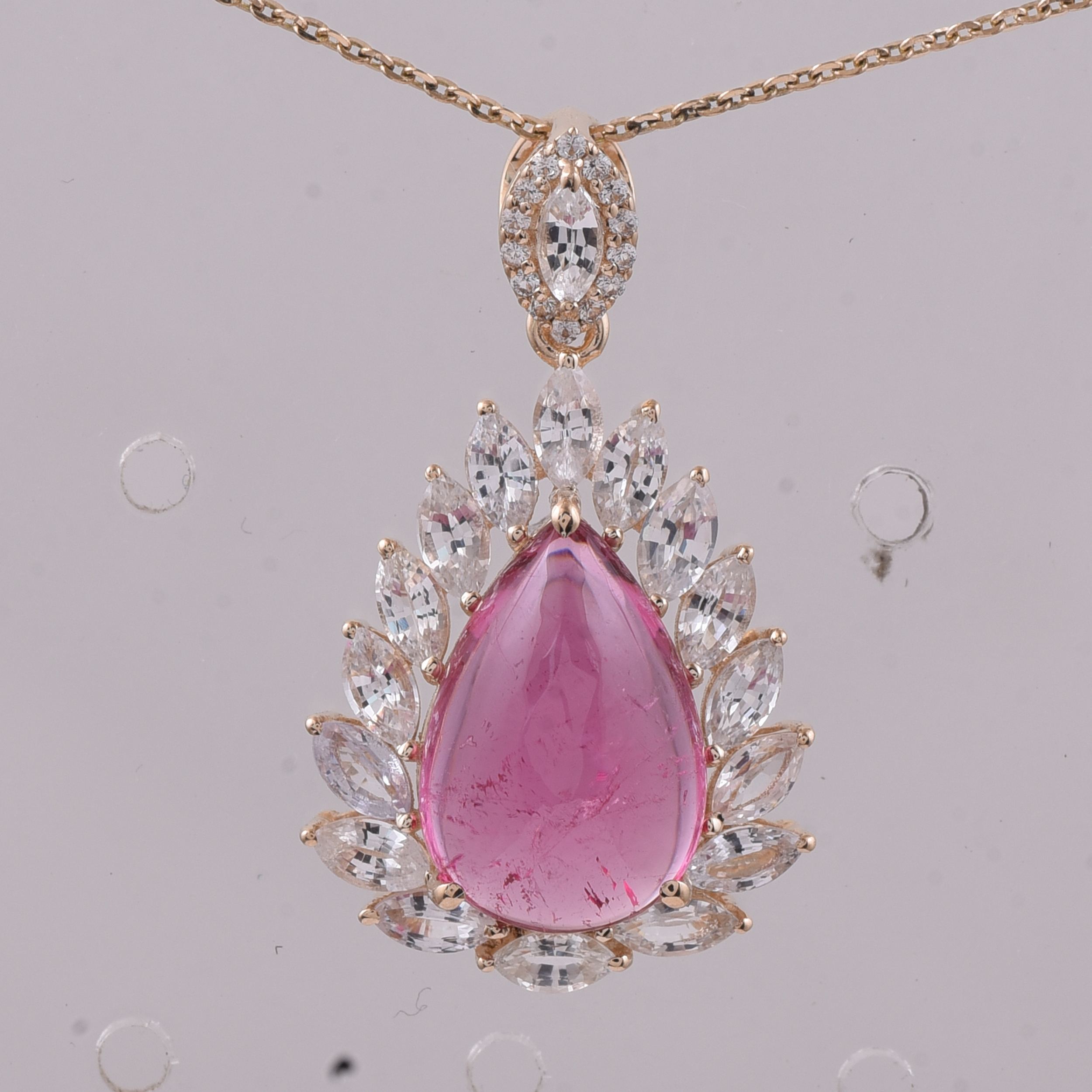 9K Gold 6.38 Ct Pear Tourmaline Pendant