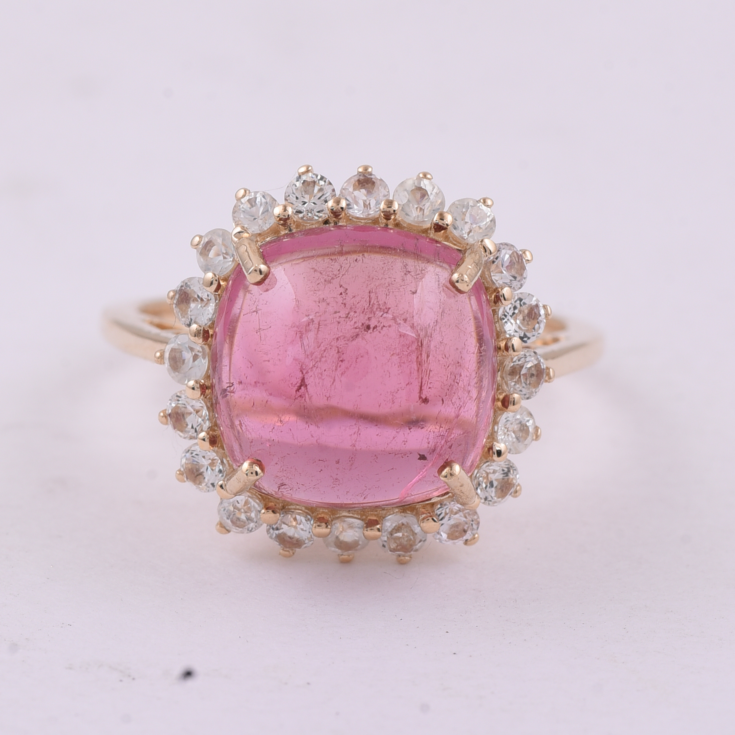 9K Gold 6.63 Ct Cushion Tourmaline Ring 7 US Ring Size