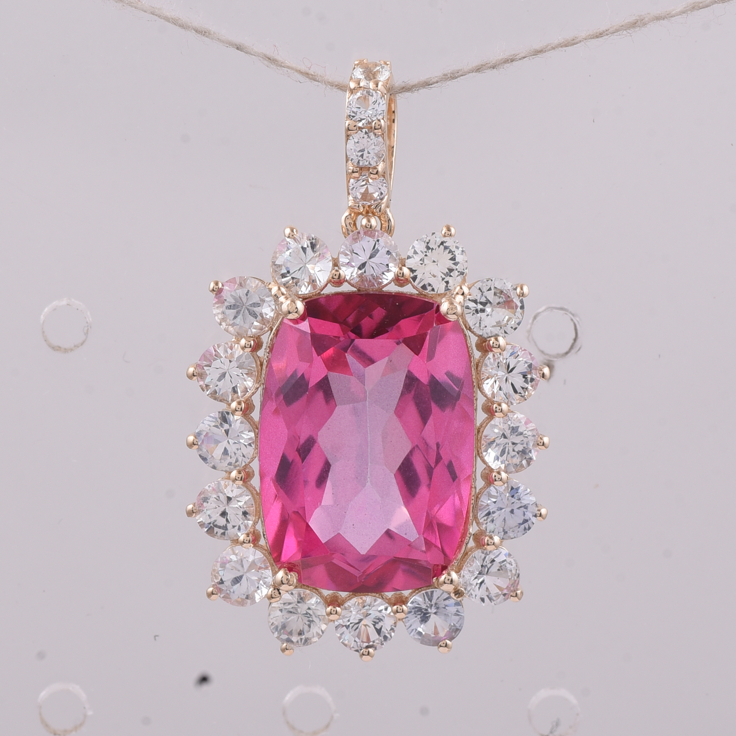 9K Gold 9.14 Ct Cushion Pink Topaz Pendant