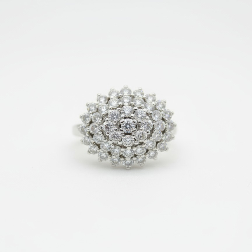 NO RESERVE 0.08 Ct Round Cubic Zirconia 925 Sterling Silver Ring