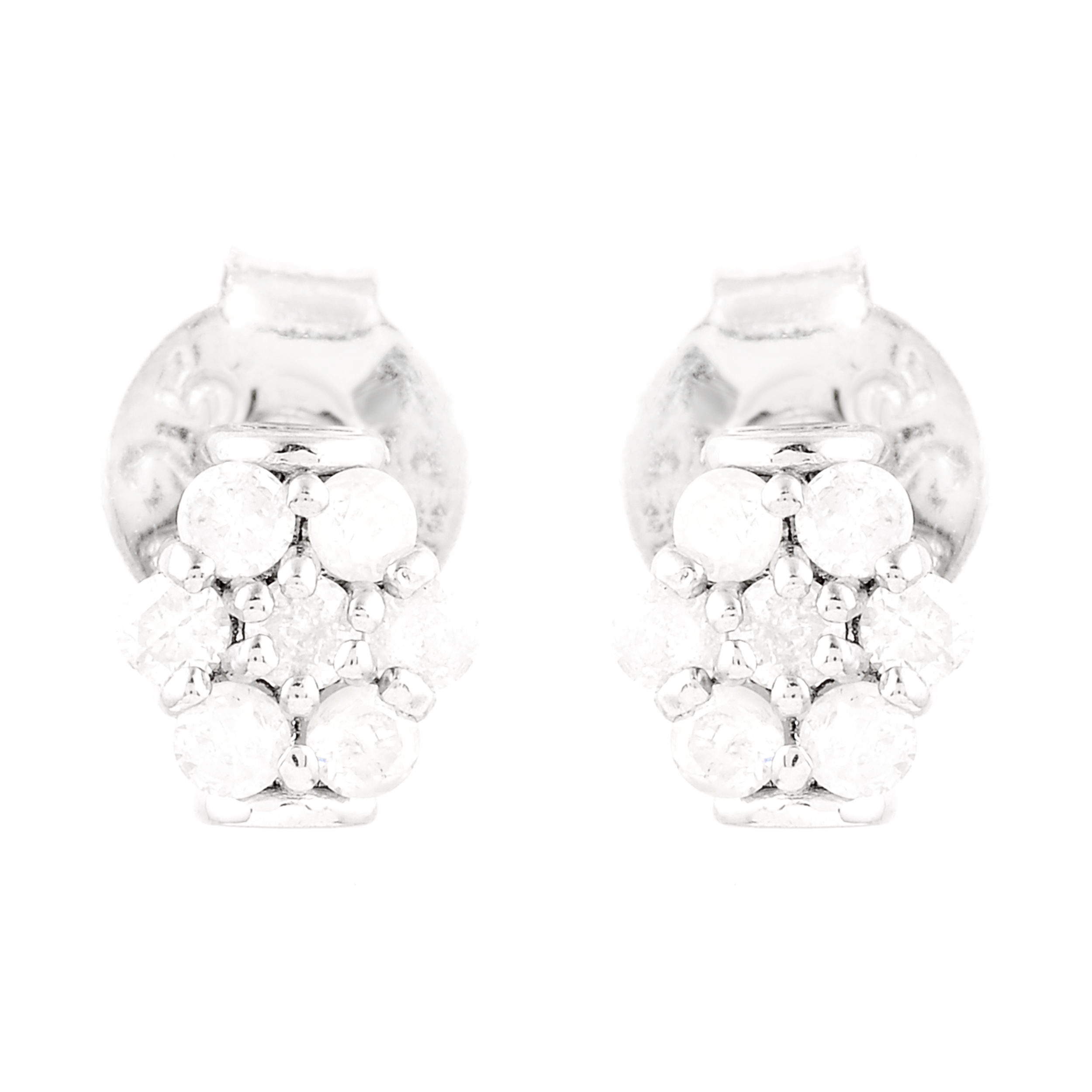 NO RESERVE 0.39 Ct Round Diamond 925 Silver Earrings