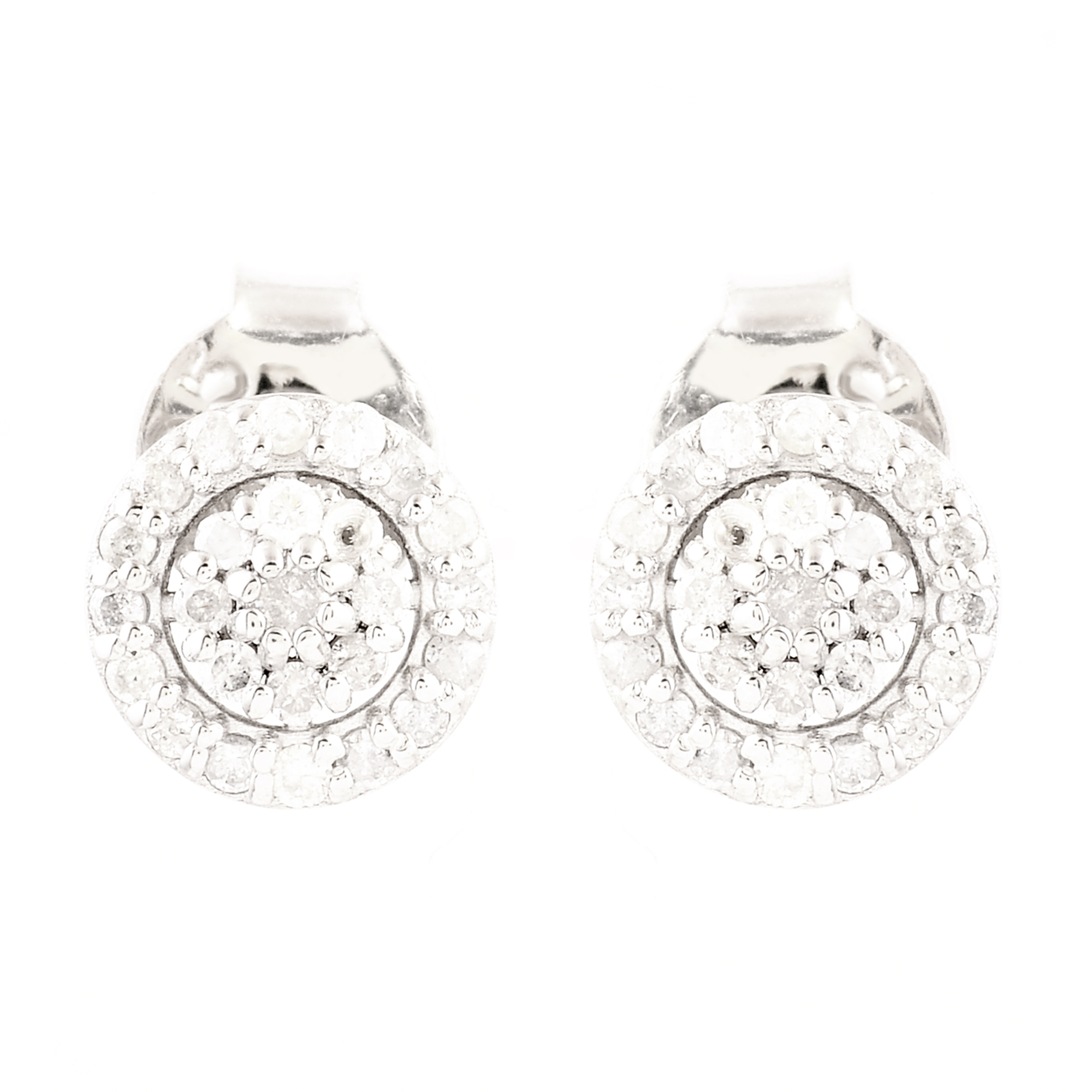 NO RESERVE 0.40 Ct Round Diamond 925 Silver Earrings
