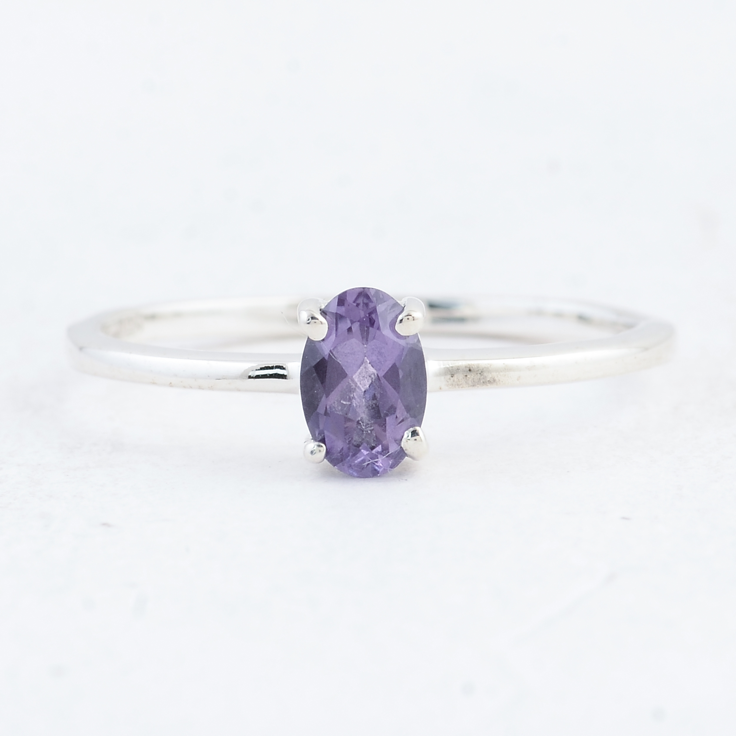NO RESERVE 0.41 Ct Oval Amethyst 925 Sterling Silver Ring