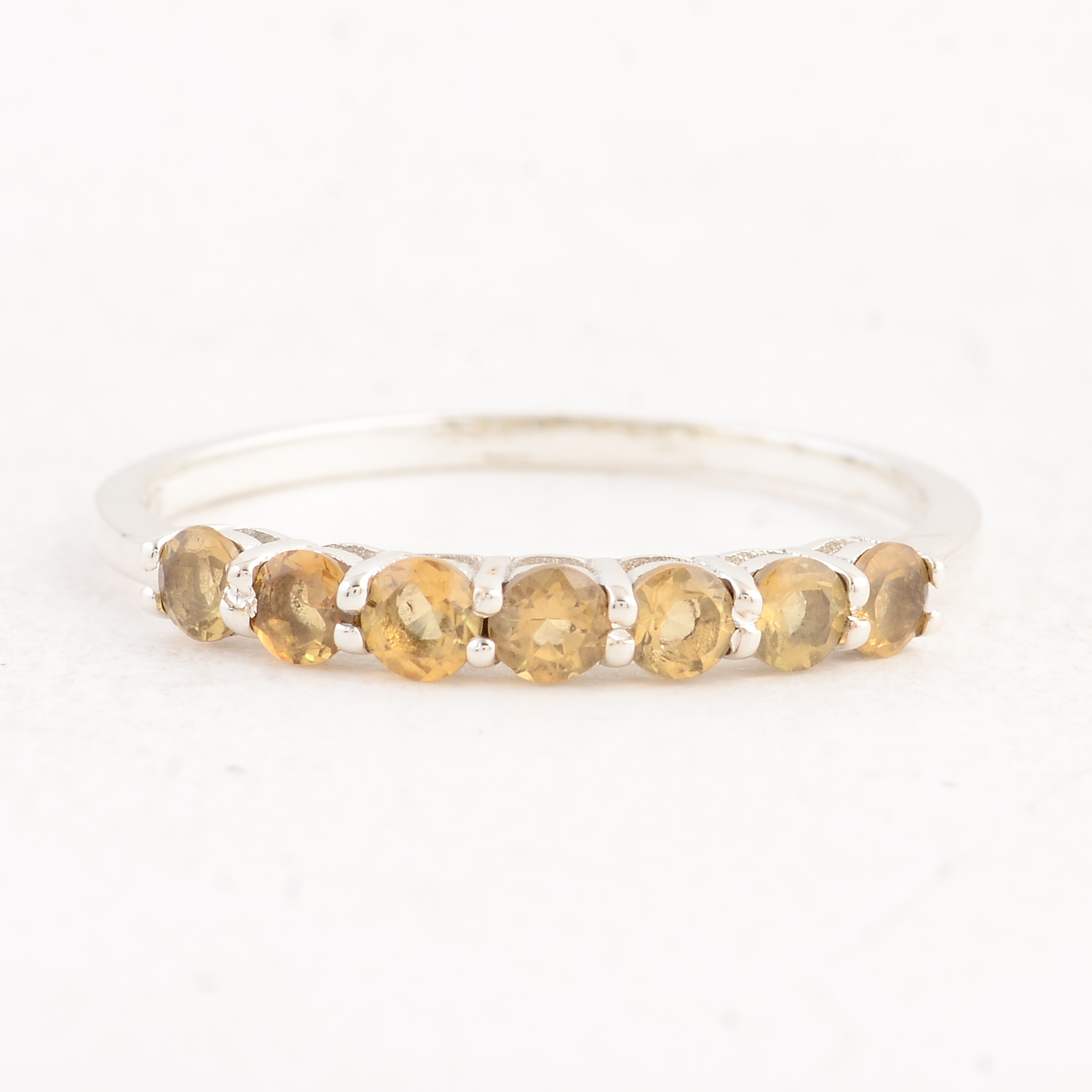 NO RESERVE 0.55 Ct Round Citrine 925 Sterling Silver Ring