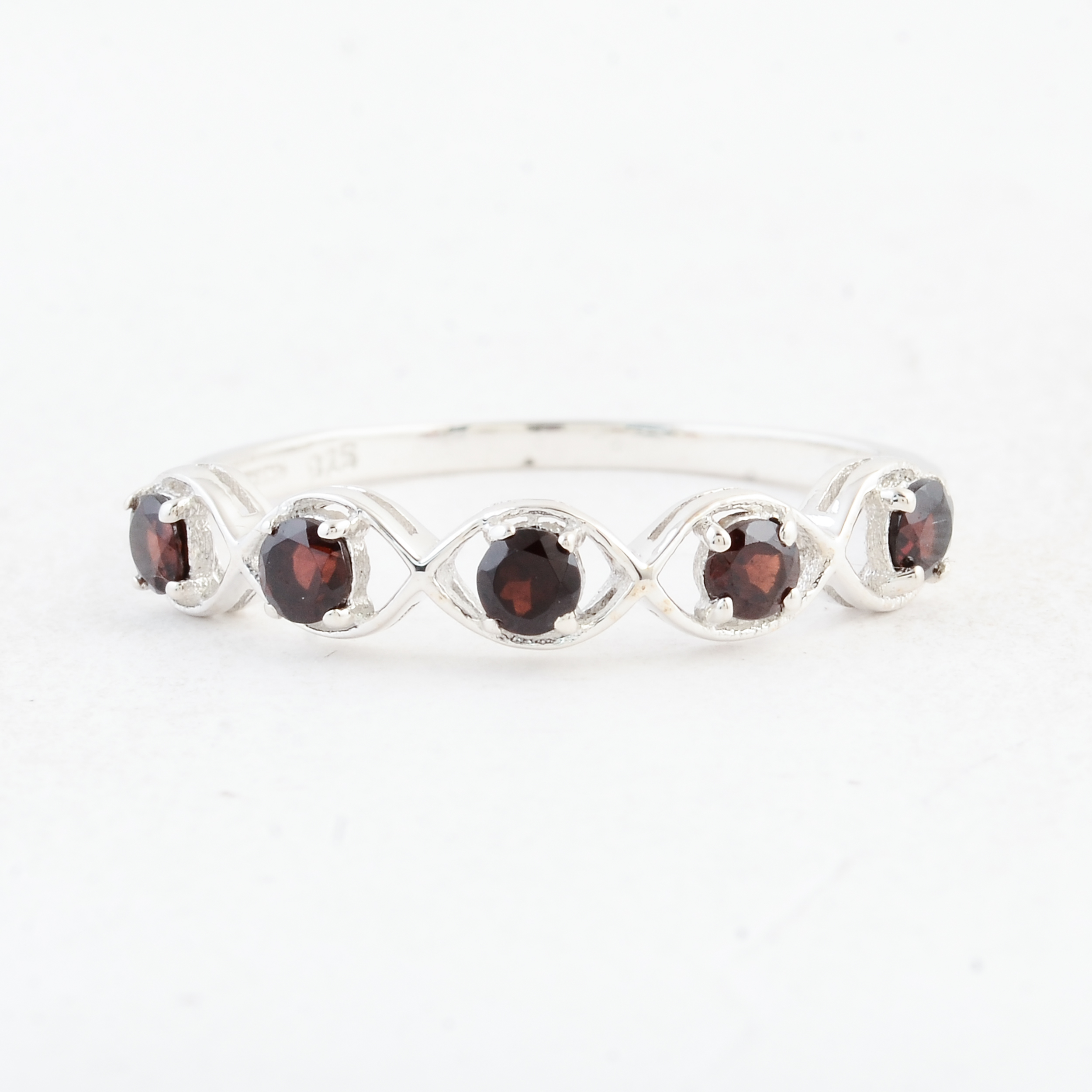 NO RESERVE 0.60 Ct Round Garnet 925 Sterling Silver Ring