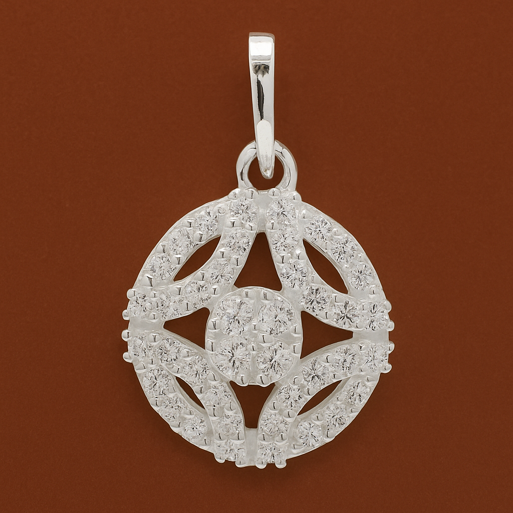 NO RESERVE 0.64 Ct Round Cubic Zirconia 925 Sterling Silver Pendant